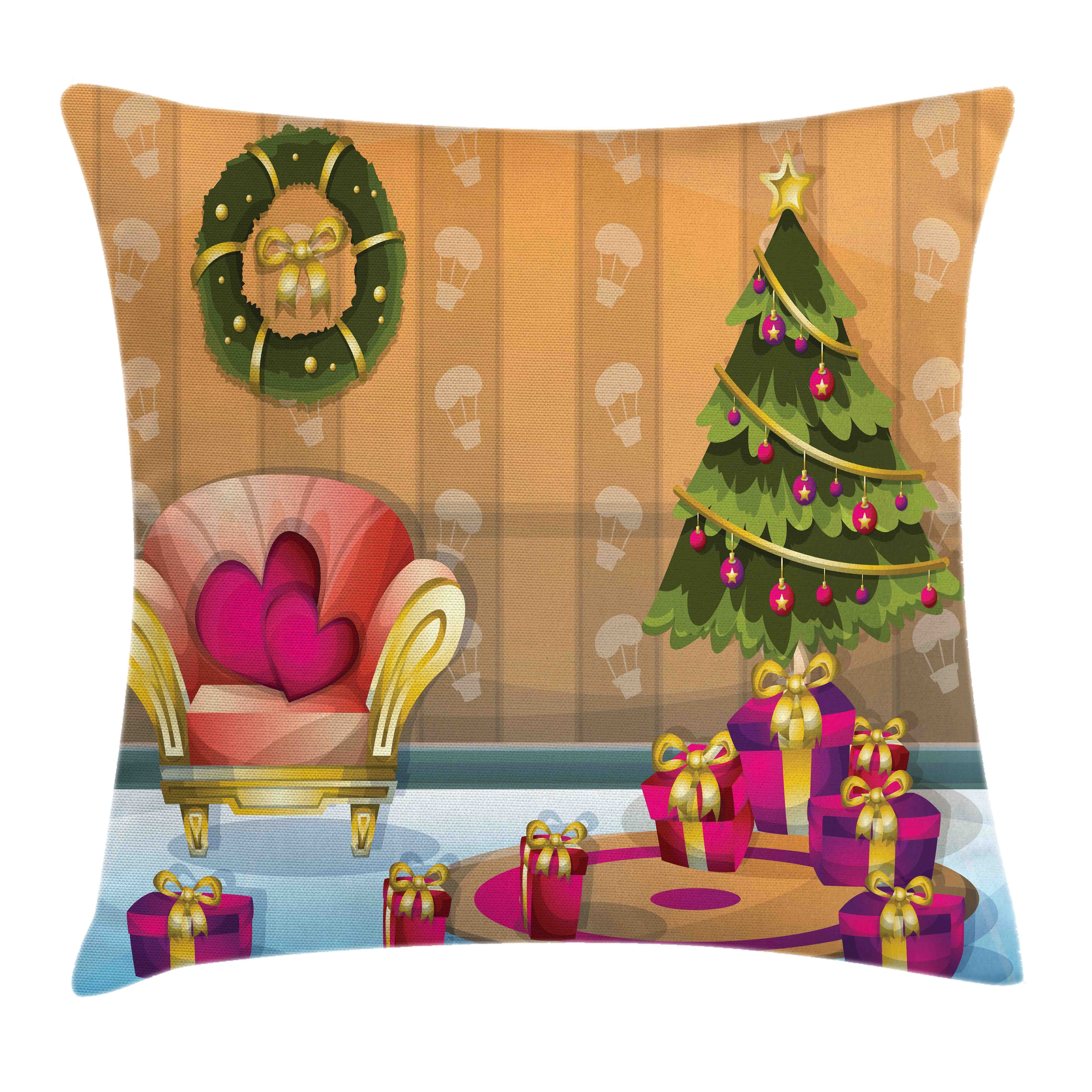 Kissenbezüge Reißverschluss Kissenhülle mit Farbfesten Farben Beidseitiger Druck, Abakuhaus (1 Stück), Weihnachten Noel Raum Cartoon