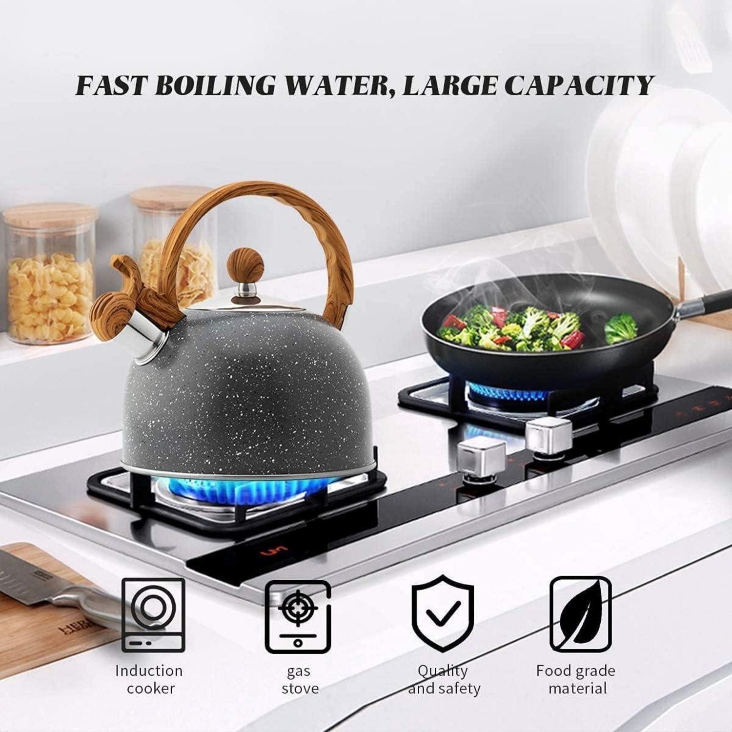 LuxusKollektion Teekanne Teekessel Flötenkessel Induktion Edelstahl 2.5L Wasserkocher – Bild 3 von 5