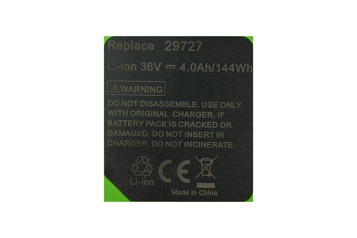 PowerSmart 36V Li-ion für (36 Akku GreenWorks G40B4, GWT40VS2 V) G40B6, 4000mAh