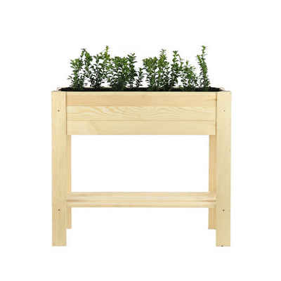 Zestri Hochbeet Kräuterbeet mit Ablage Holz Gemüsebeet Blumenkasten Balkon Frühbeet, Made in Europe, mit Ablage, mit Vlies