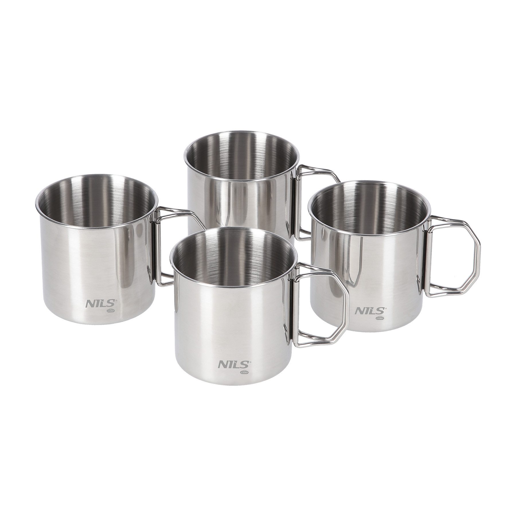 NILS CAMP Becher NC1762 SET mit Bechern aus rostfreiem Stahl Campingbecher, vier Campingbecher