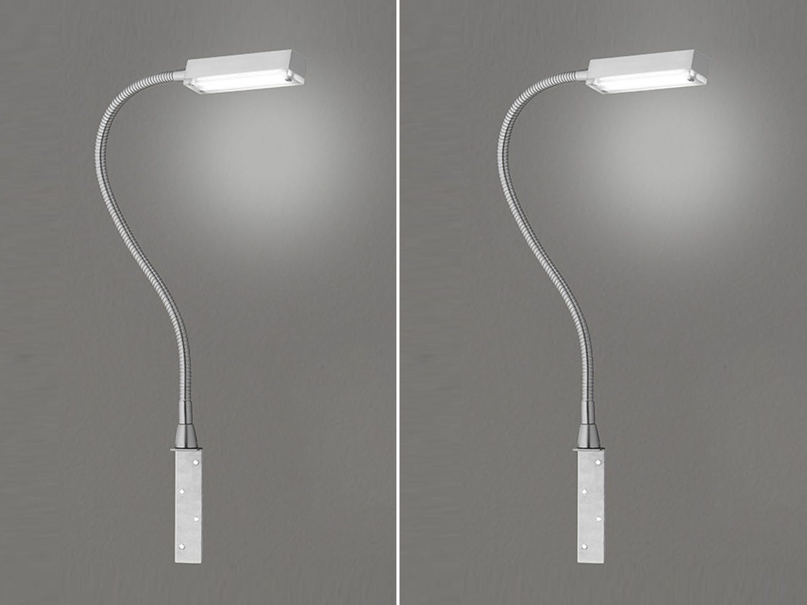 FISCHER & HONSEL LED Leselampe dimmbar für Bett Kopfteil, Breite 3cm, LED fest integriert, Warmweiß, 2er SET Bett-Leuchten für Kopfteil Couch, Schwanenhals-Lampen dimmbar