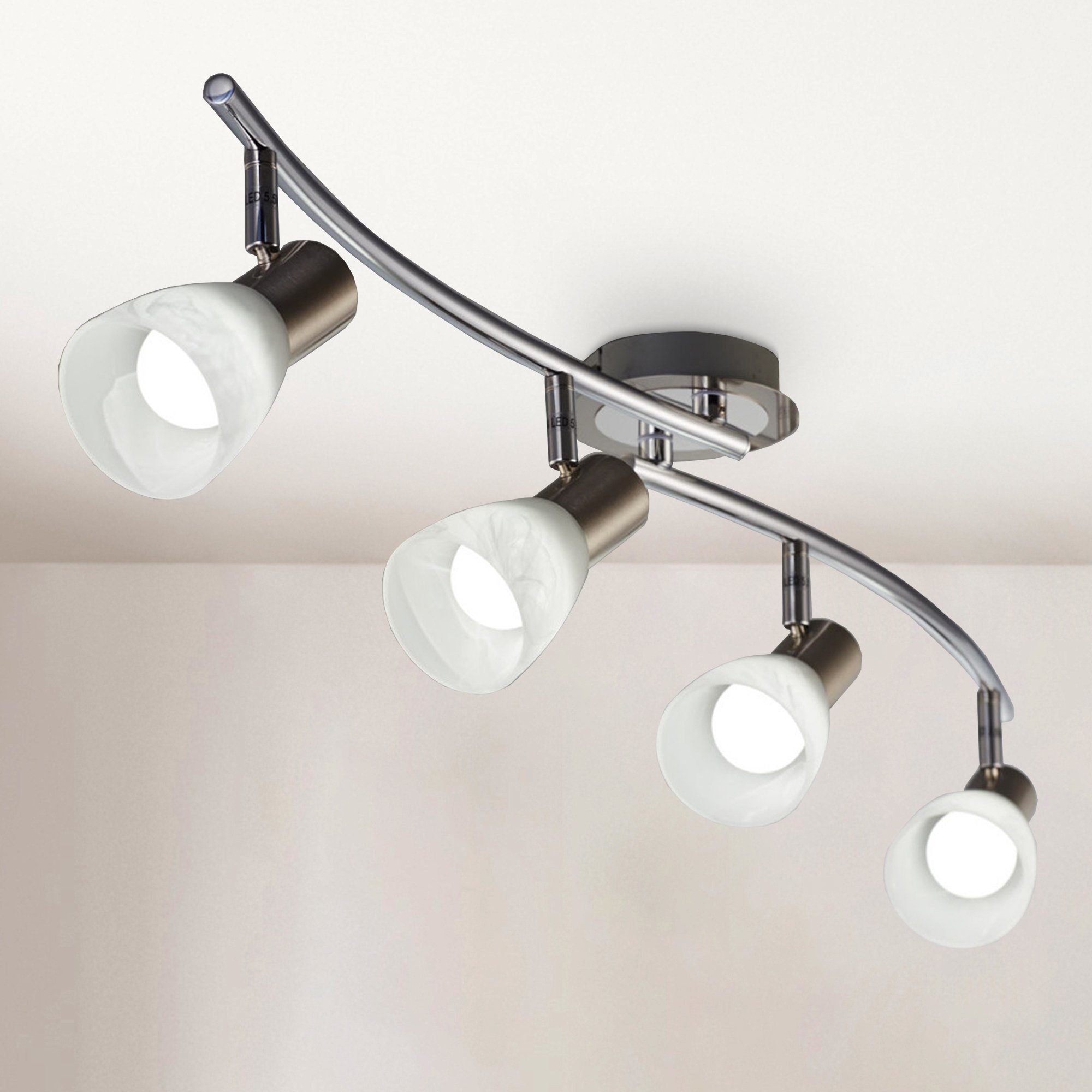 LED Spot LED Wohnzimmer wechselbar, Metall Warmweiß, E14 Leuchtmittel Glas schwenkbar B.K.Licht Leuchte Deckenstrahler, Deckenlampe