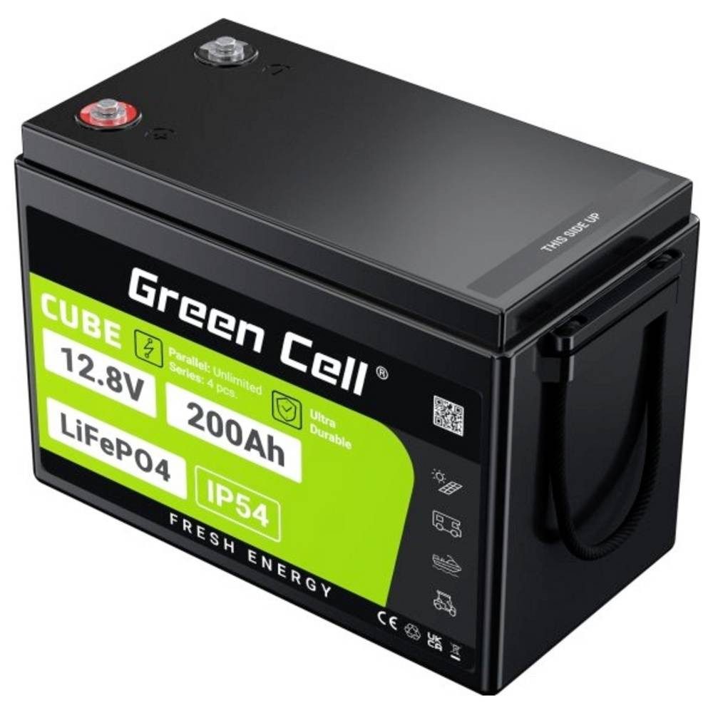 Green Cell Akku 200Ah 12.8V 2560Wh Lithium-Eisen-Phosphat Batterie Akku, Schraubkontakt
