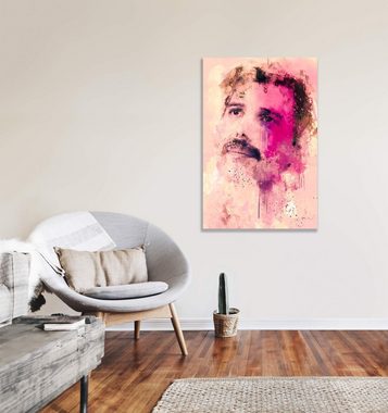 Sinus Art Leinwandbild Freddie Mercury Queen Porträt Abstrakt Kunst Legende Musik 60x90cm Leinwandbild