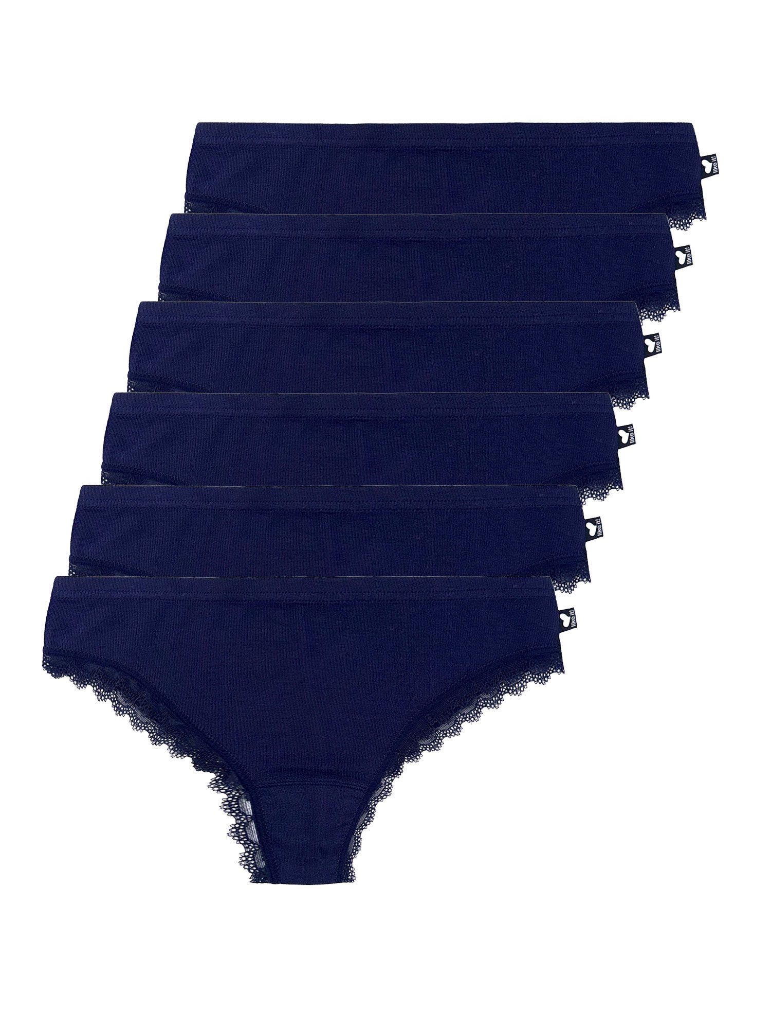 like it! Bikinislip 6er Pack Lambada Jessy (Packung, 6-St) Modal, feine Rippenstruktur, Slip, hüftiger Sitz