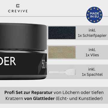 CREVIVE Flüssigleder 50 ml Lederpflege (Lederreparatur, sehr ergiebig), Leder Reparatur Set, Kunstleder Reparaturset, für Sofa, Couch, Auto