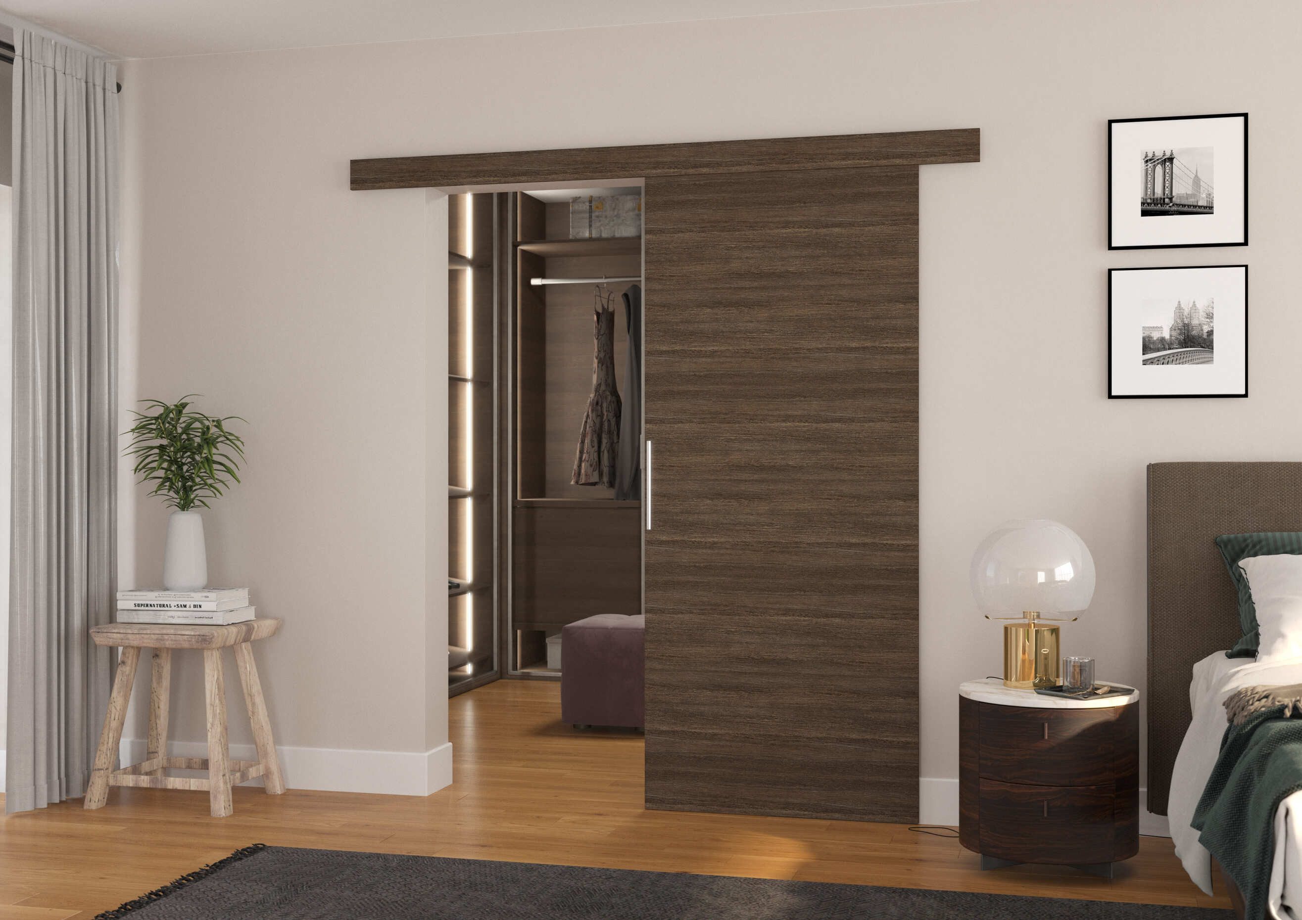 MOEBLO Schiebetür Danilo (moderne Wand-Schiebetür aus 16 mm Laminat, leises Schiebesystem, optional mit Soft-Close Funktion, universal montierbar, Schiebetüren Gleittüren Schiebetüre Schiebesysteme Türen auf Schiene Türen mit Schiebemechanismus), (BxHxT):