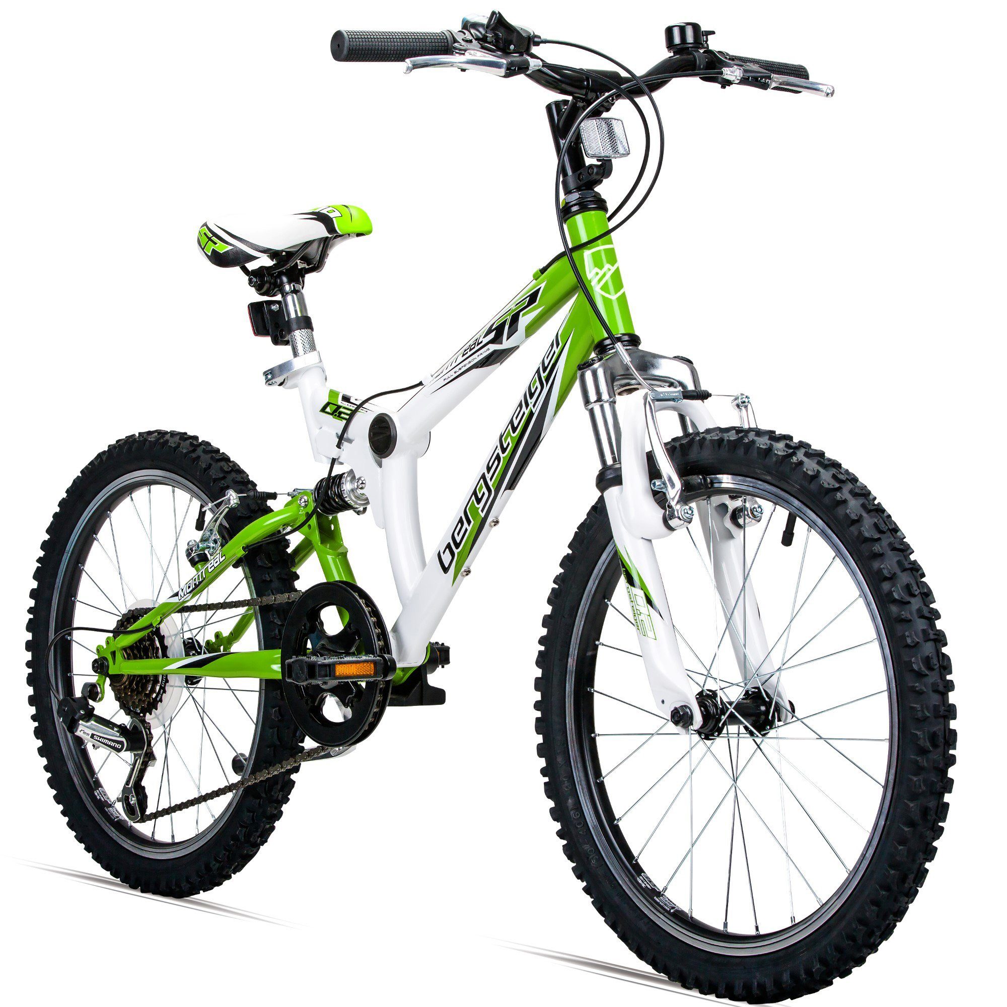 bergsteiger Mountainbike Montreal 20, 24 Zoll Kinderfahrrad, 6 - 13 Jahre, Mädchen, Jungen, 6 Gang Shimano Tourney RD-TY21 Schaltwerk, Kettenschaltung, Scheibenbremse, V-Brake
