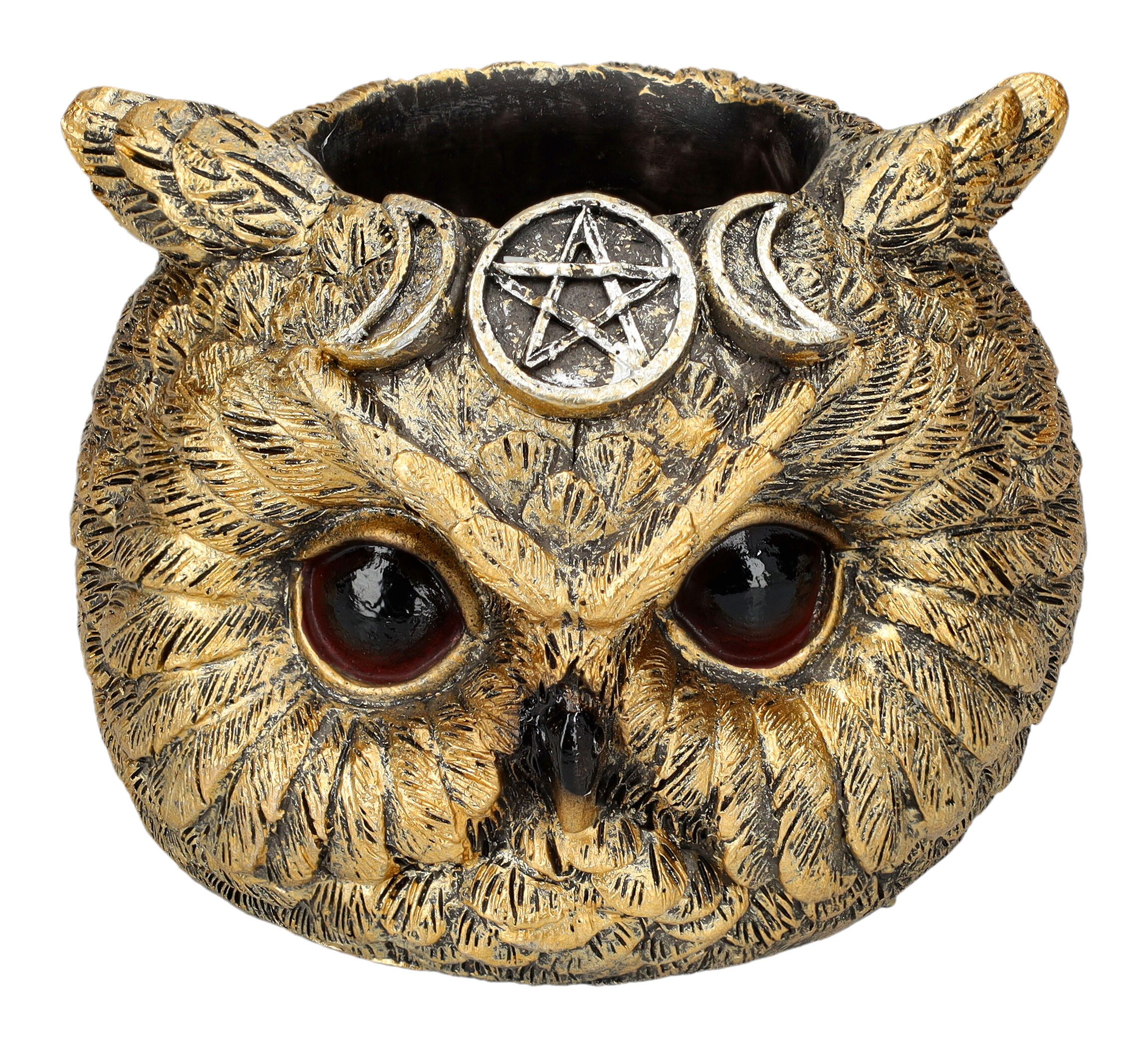 Figuren Shop GmbH Teelichthalter Teelichthalter - Mystischer Eulenkopf - Fantasy Kerzenhalter Deko