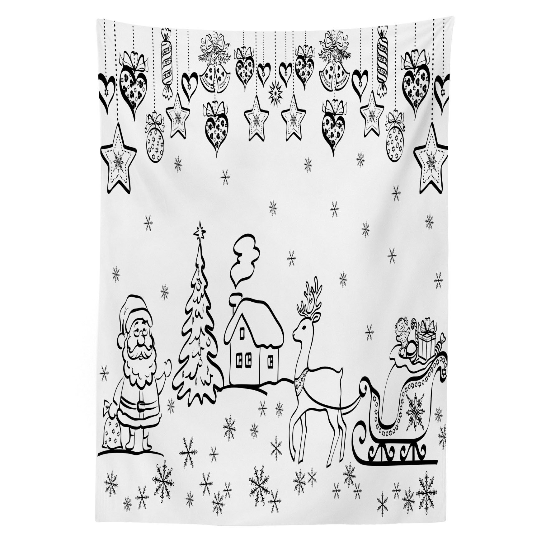 Abakuhaus Tischdecke Farbfest Waschbar Für den Außen Bereich geeignet Klare Farben, Weihnachten Baum Rentier Weihnachts