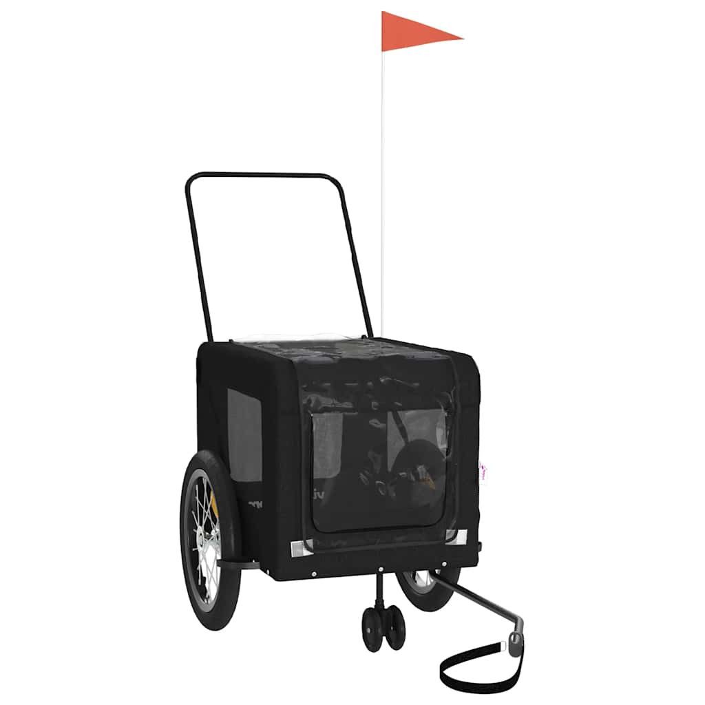 vidaXL Hunde-Transportbox 63 x 123 x 66 cm Fahrradanhänger Hunde Schwarz Oxford-Gewebe und Eisen