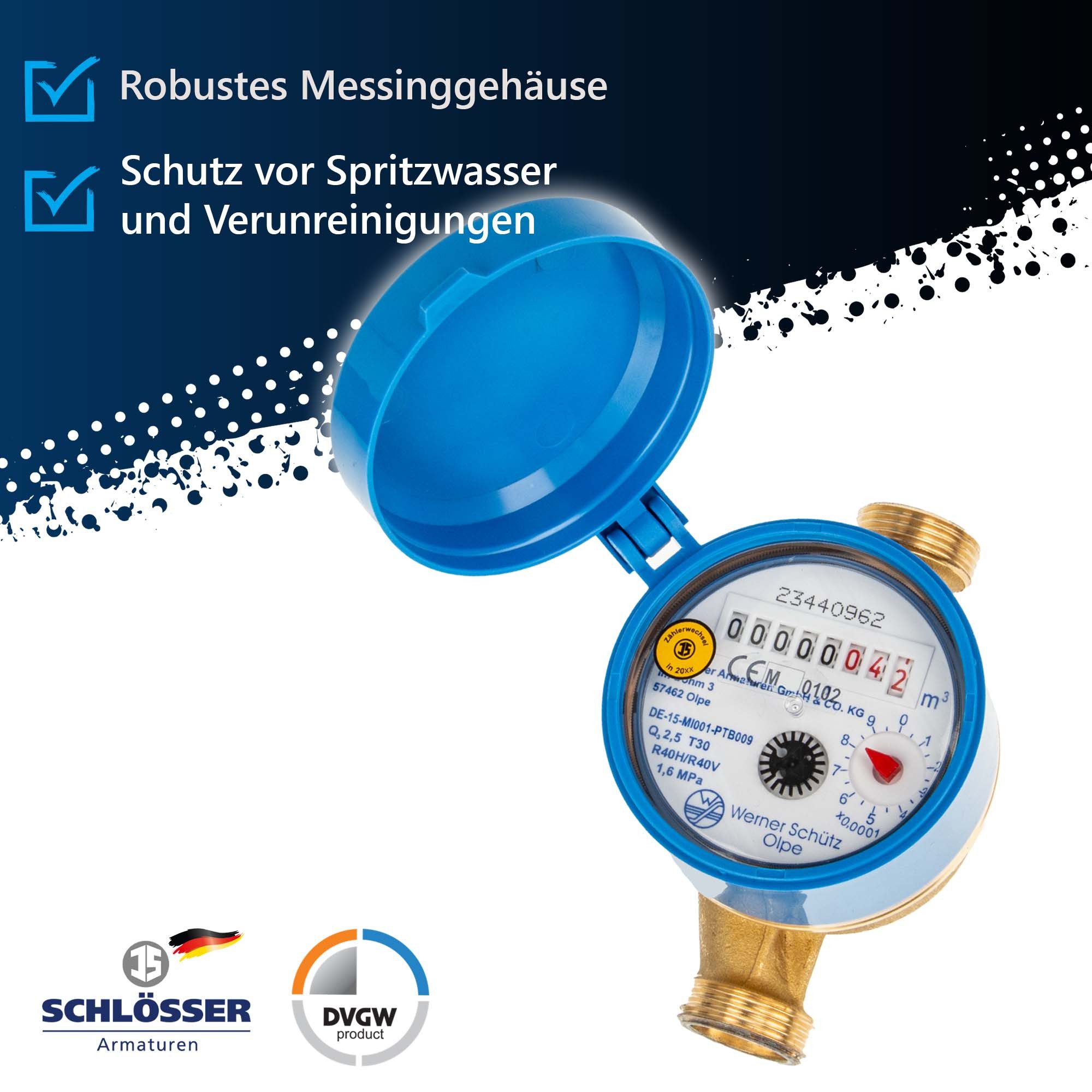 Schlösser Wasserzähler Zapfhahnzähler - Gartenzähler für Zapfhahn, 3/4 Zoll Anschlussgewinde, (inkl. Dichtung) – Bild 5 von 5
