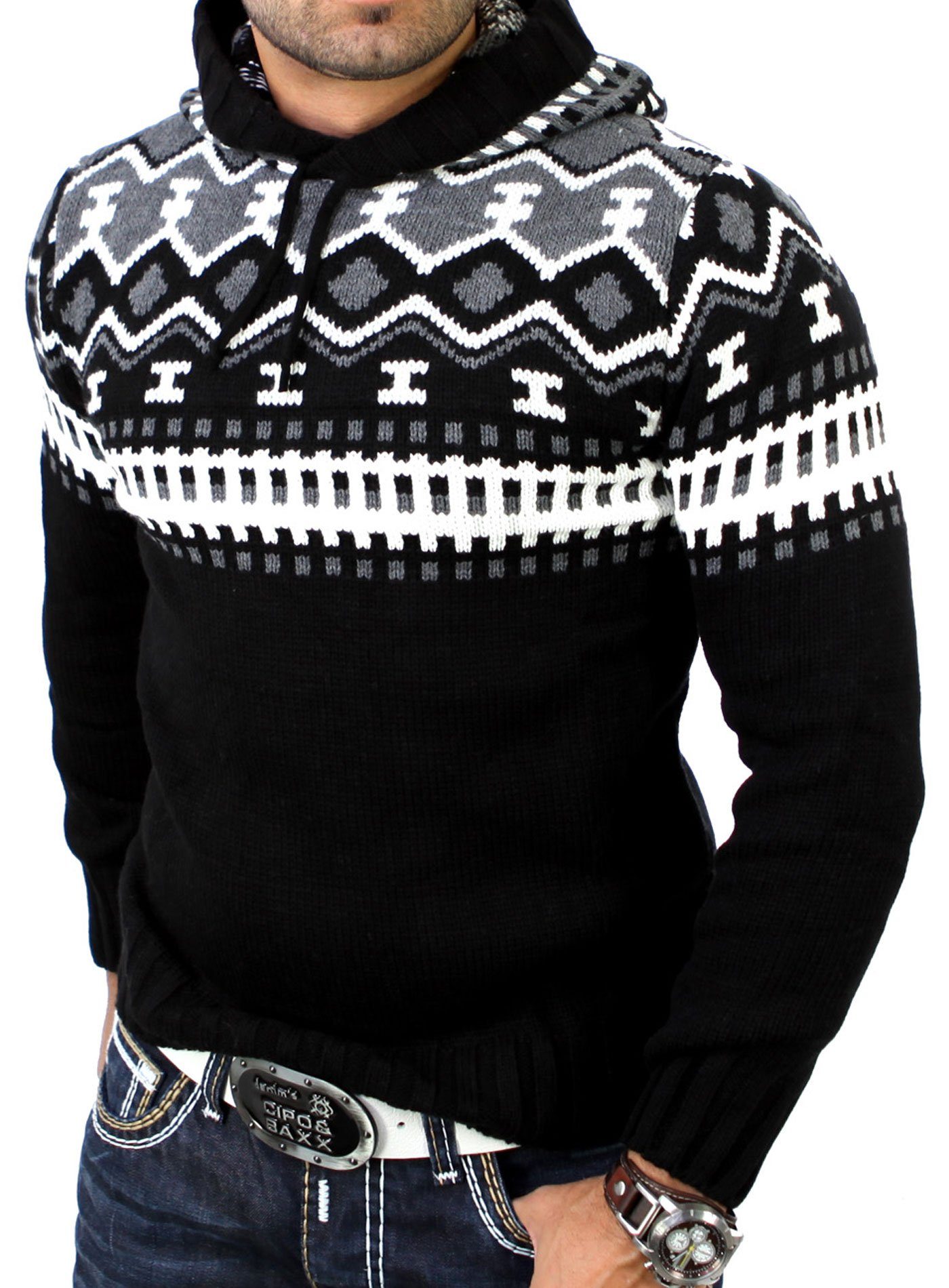 Reslad Strickpullover Reslad Herren Grobstrick Pullover günstig online kaufen