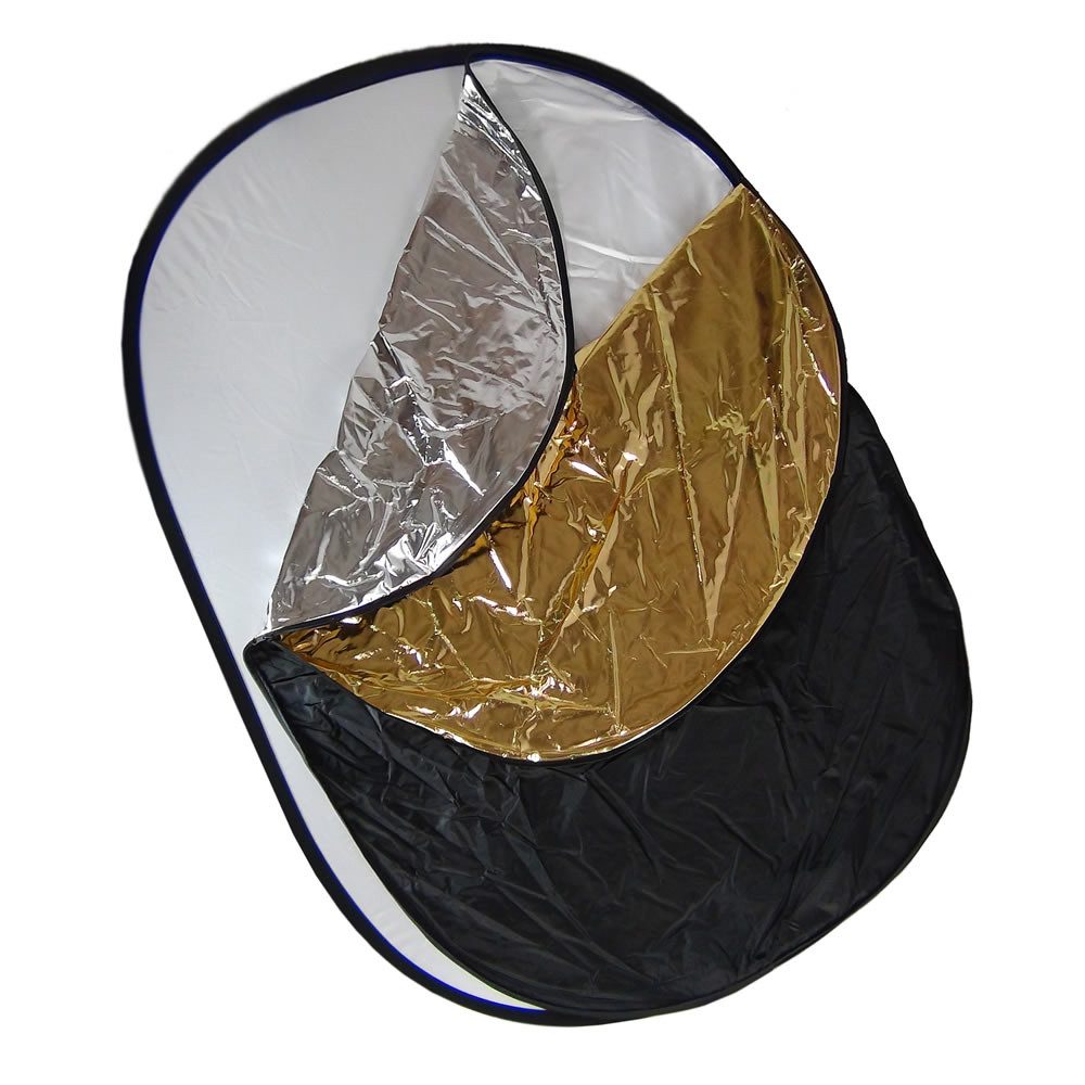 Dynasun Falthintergrund Reflektor 5in1 Oval Format 100x150cm, Zusammenfaltbarer Reflektor mit 5 Oberflächen Foto Video
