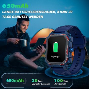 Pergear Max Militär Herren's Telefonfunktion 650mAh 5ATM Wasserdicht Smartwatch (1,96 Zoll, Android/iOS), Titan Militäruhr: Robustes Design Fitnessfunktionen lange Akkulaufzeit