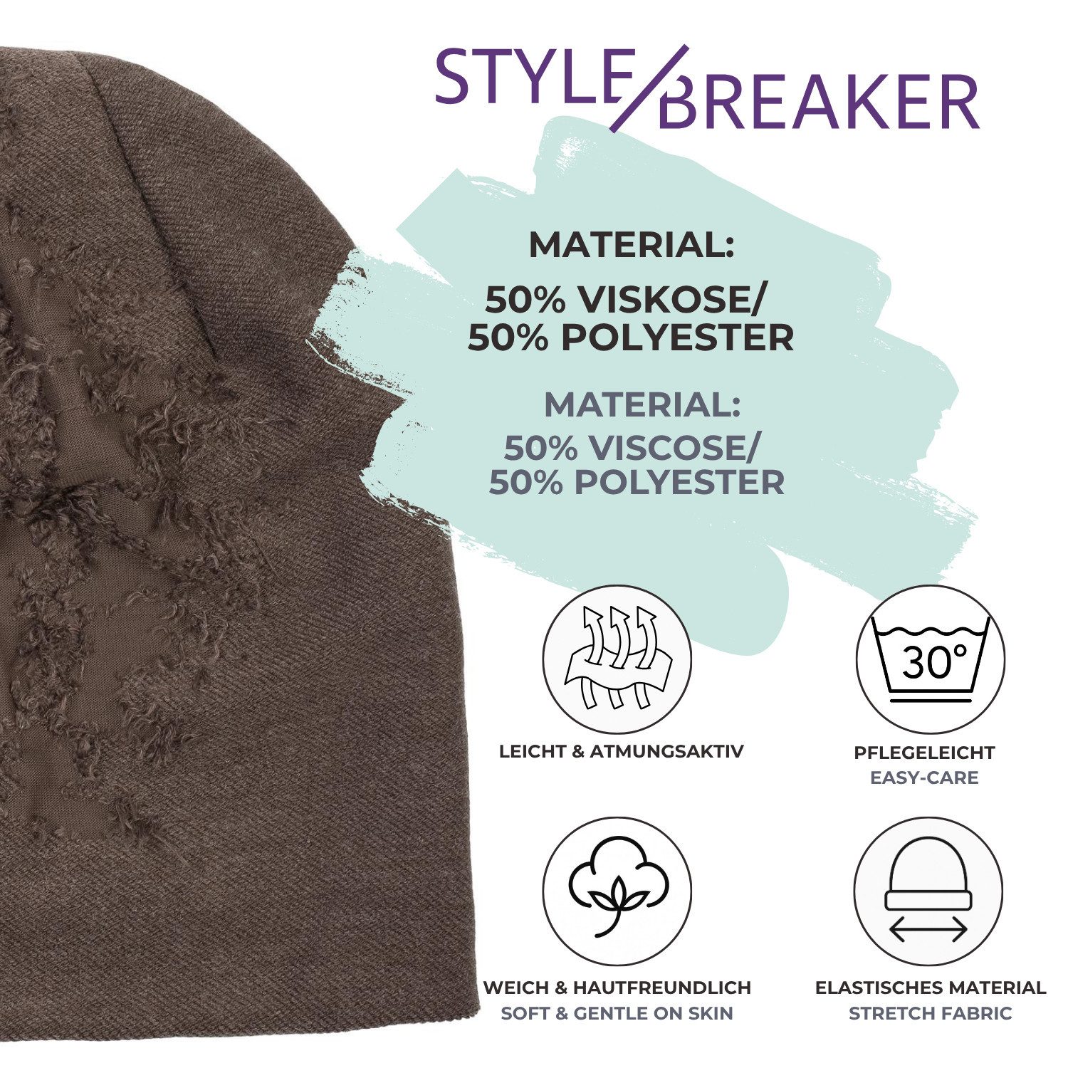 styleBREAKER Beanie Beanie Mütze Destroyed Look (1-St)