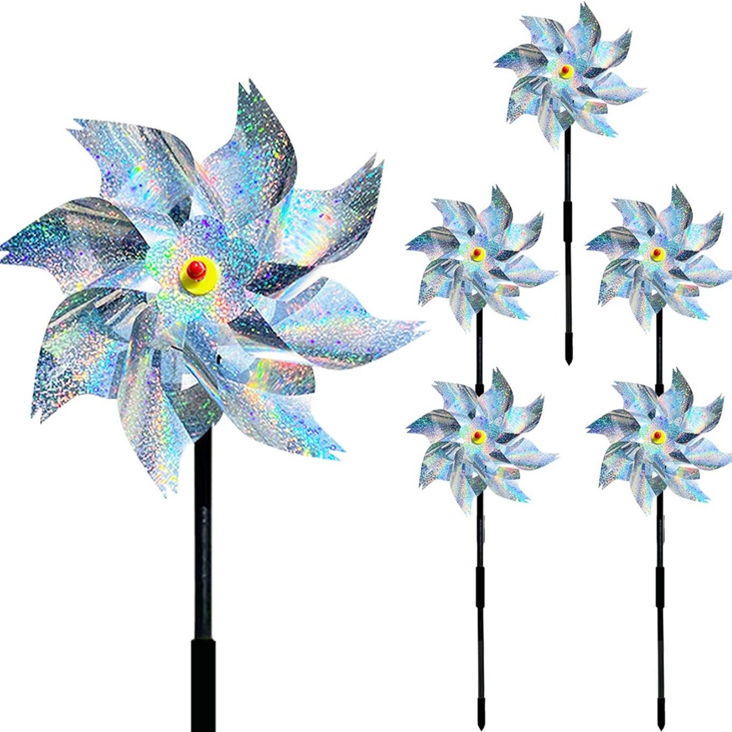 Yitla Windspiel 5 Stück Windrad Vogelabwehr 54cm Reflektierend Taubenabwehr