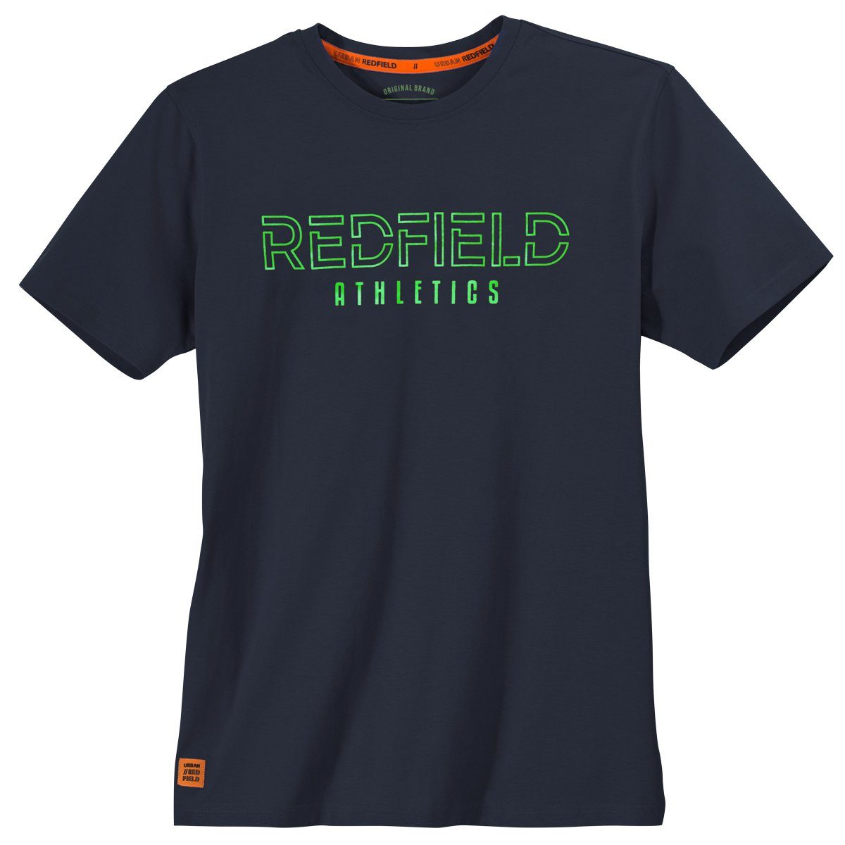 redfield Rundhalsshirt T-Shirt große Größen dunkelblau sportiver Logo-Print Redfield
