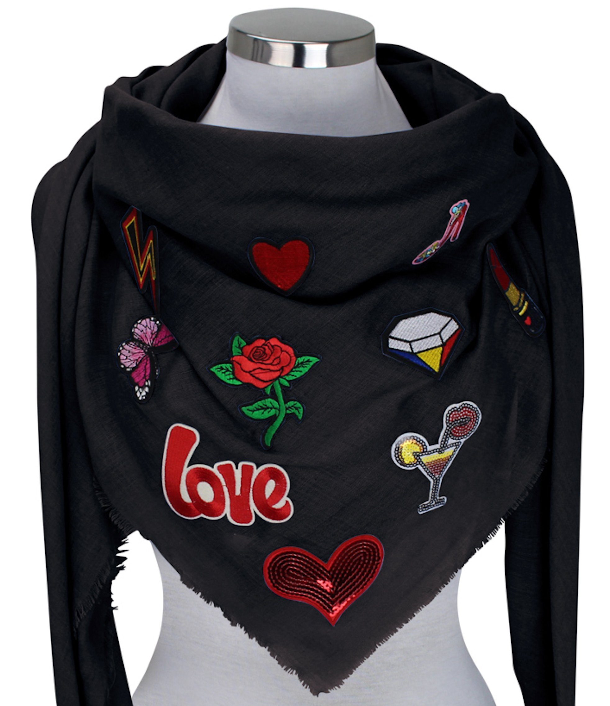 Schal Damen XXL Patches Sticker Schal Tuch Halstuch