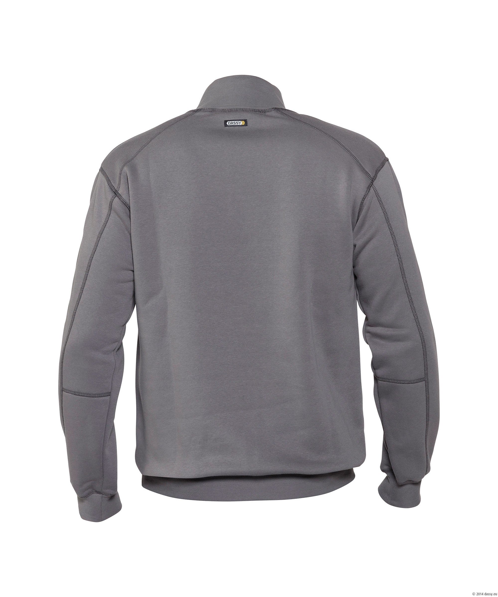 Dassy Sweatshirt Felix mit Reißverschluss Kinnschutz und Zementgrau