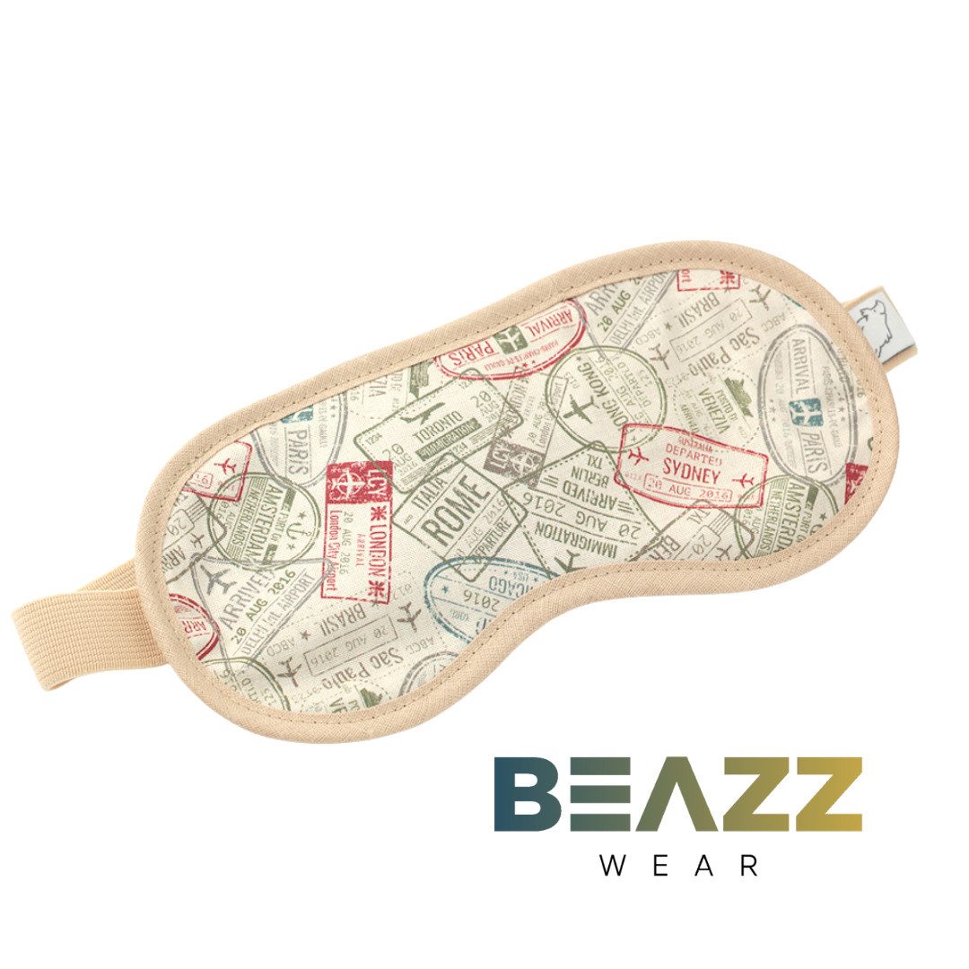 BEAZZ Schlafmaske Schlafmaske, Augenmaske, Schlafbrille - Fernziele, Bequem - Perfekte Abdunklung, 1-tlg., HANDMADE IN GERMANY