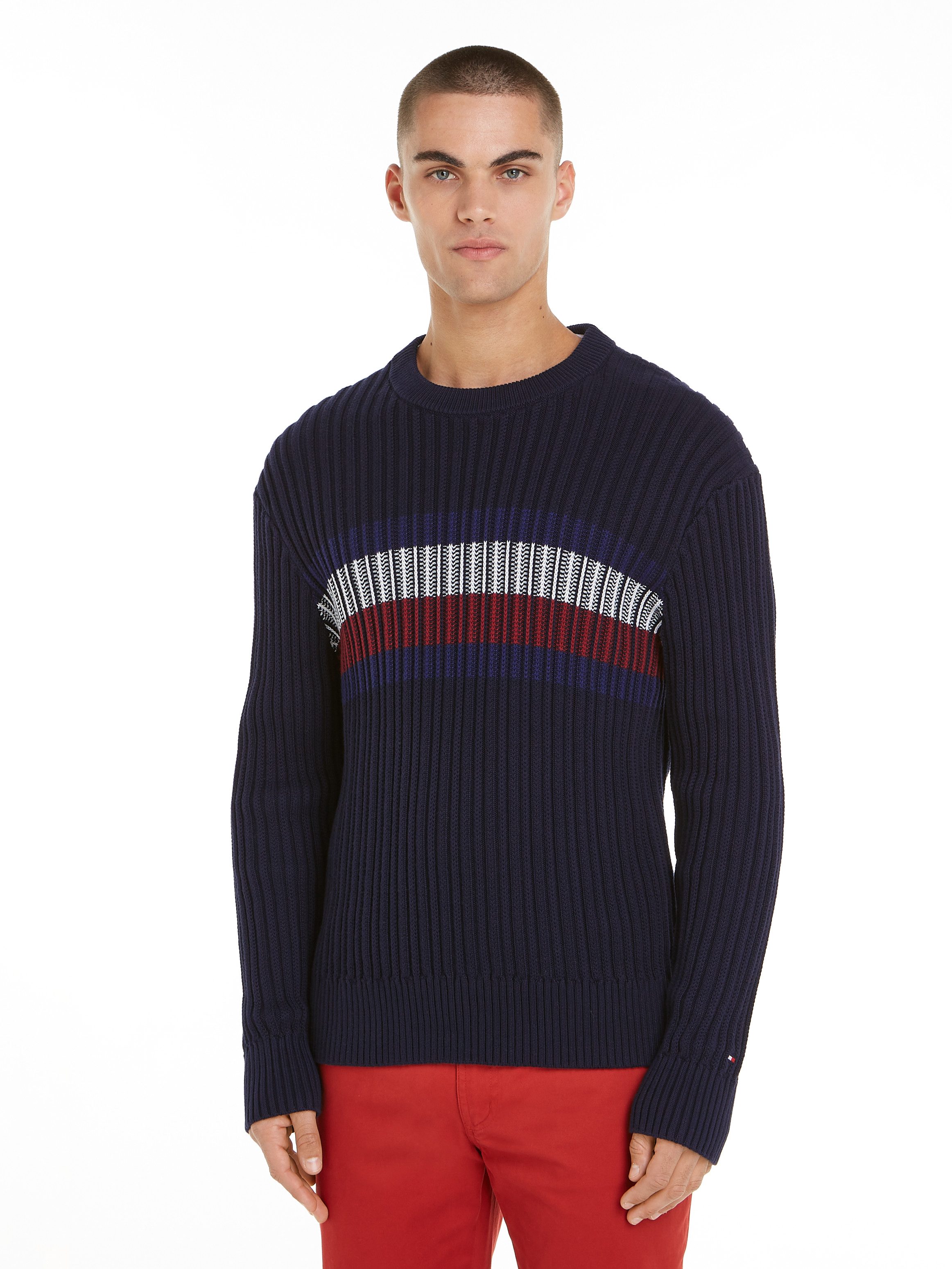 Tommy Hilfiger Rundhalspullover GLOBAL STRIPE CHUNKY günstig online kaufen