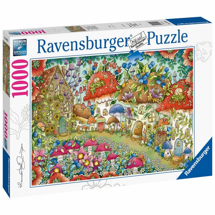 Ravensburger Puzzle Niedliche Pilzhäuschen in der Blumenwiese Puzzleteile RN10104