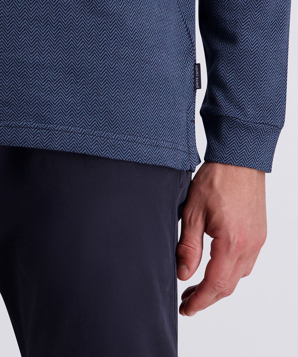 Pierre Cardin Langarm-Poloshirt mit Fischgratmuster günstig online kaufen