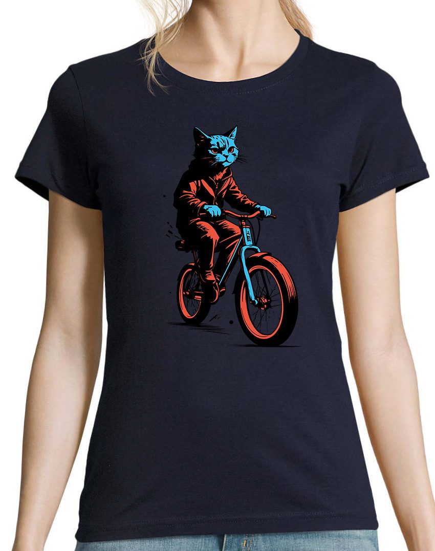 Youth Designz Print-Shirt Katze Fahrrad Damen günstig online kaufen