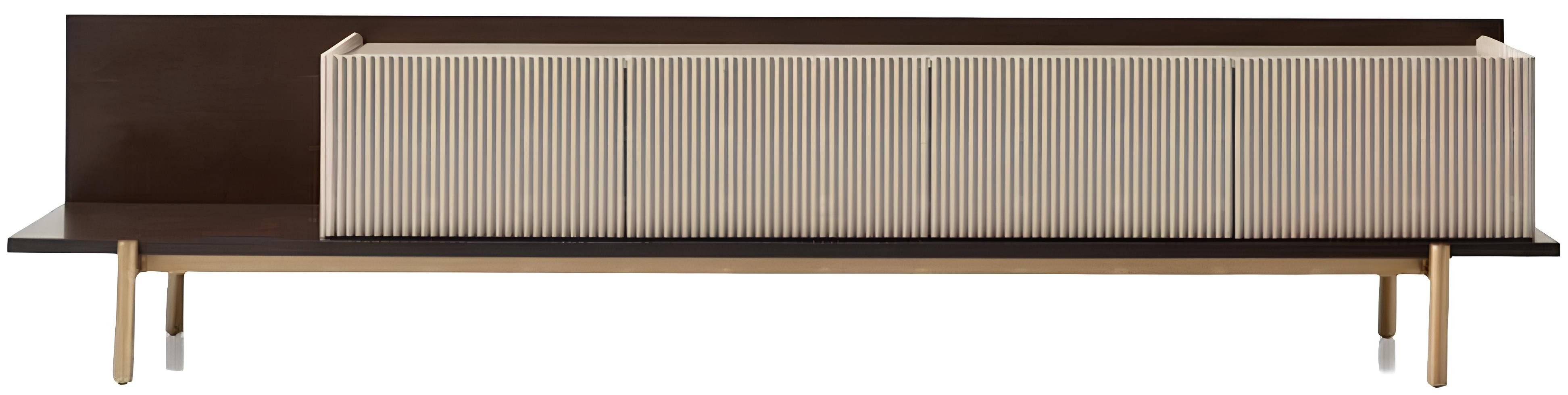 Xlmoebel Lowboard TV-Ständer aus beige Holz mit Ablageflächen für Wohnzimmer (TV-Lowboard, 1 St., RTV Lowboard), Hergestellt in Europa