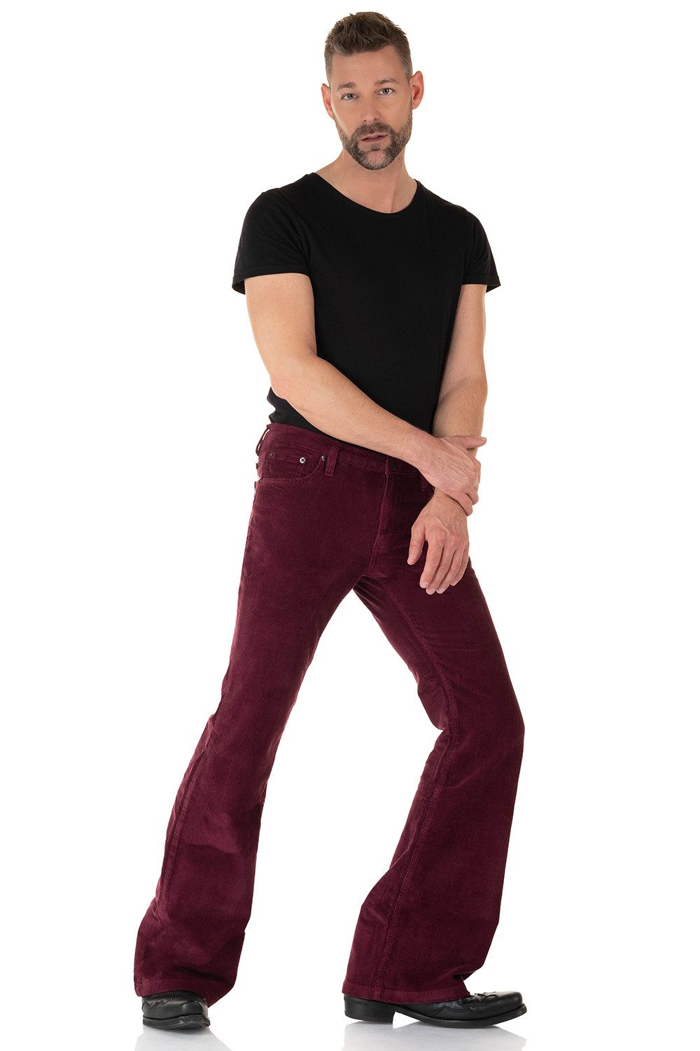 Comycom Cordhose Herren Bootcut bordeaux