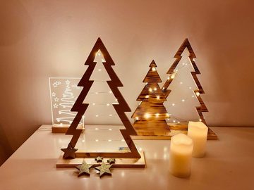 Kahyko Dekobaum, Weihnachtsbaum aus Holz mit LED Beleuchtung/Timer - Tannenbaum aus Holz