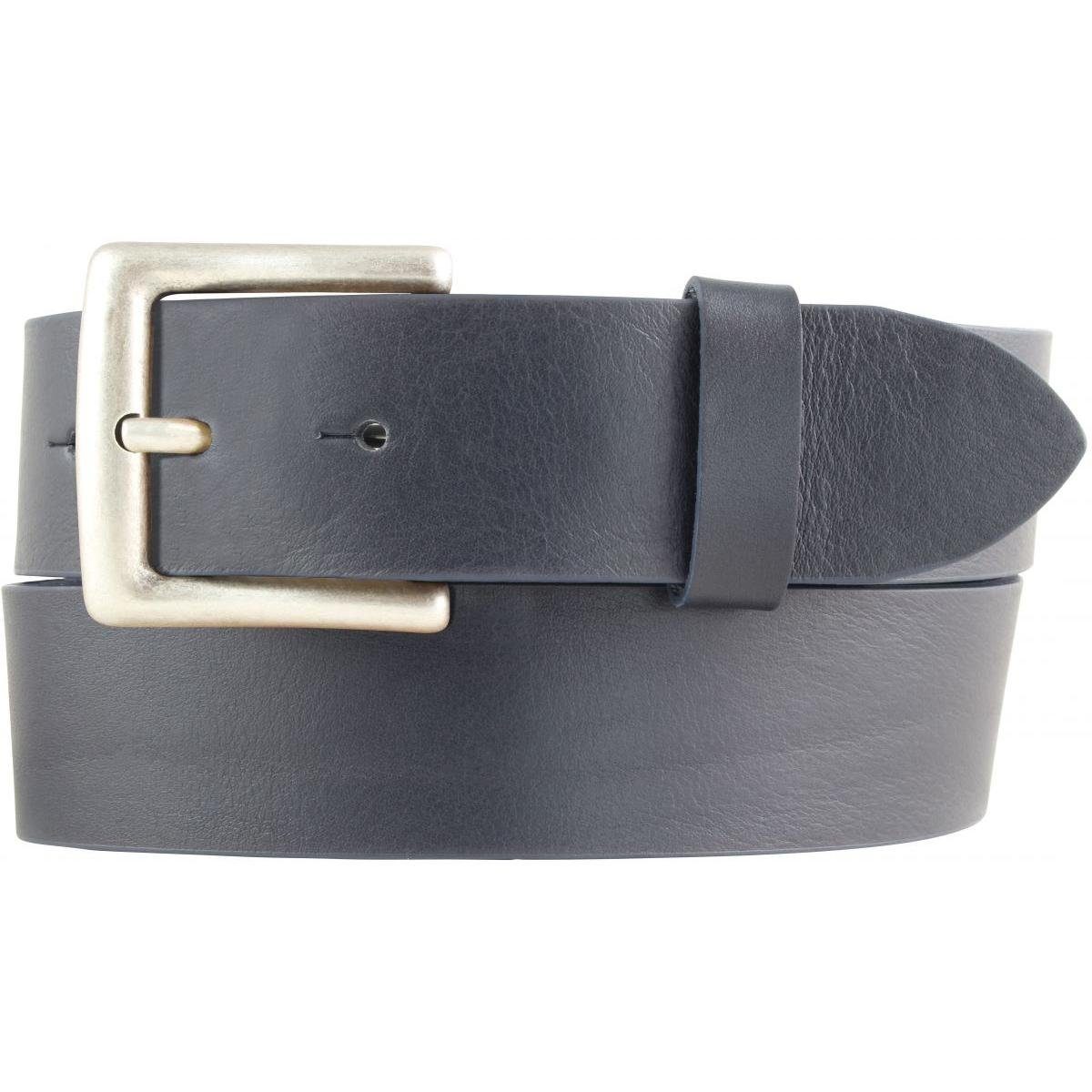 Ledergürtel Jeansgürtel aus Vollrindleder mit altsilberner Gürtelschließe 4 cm - J