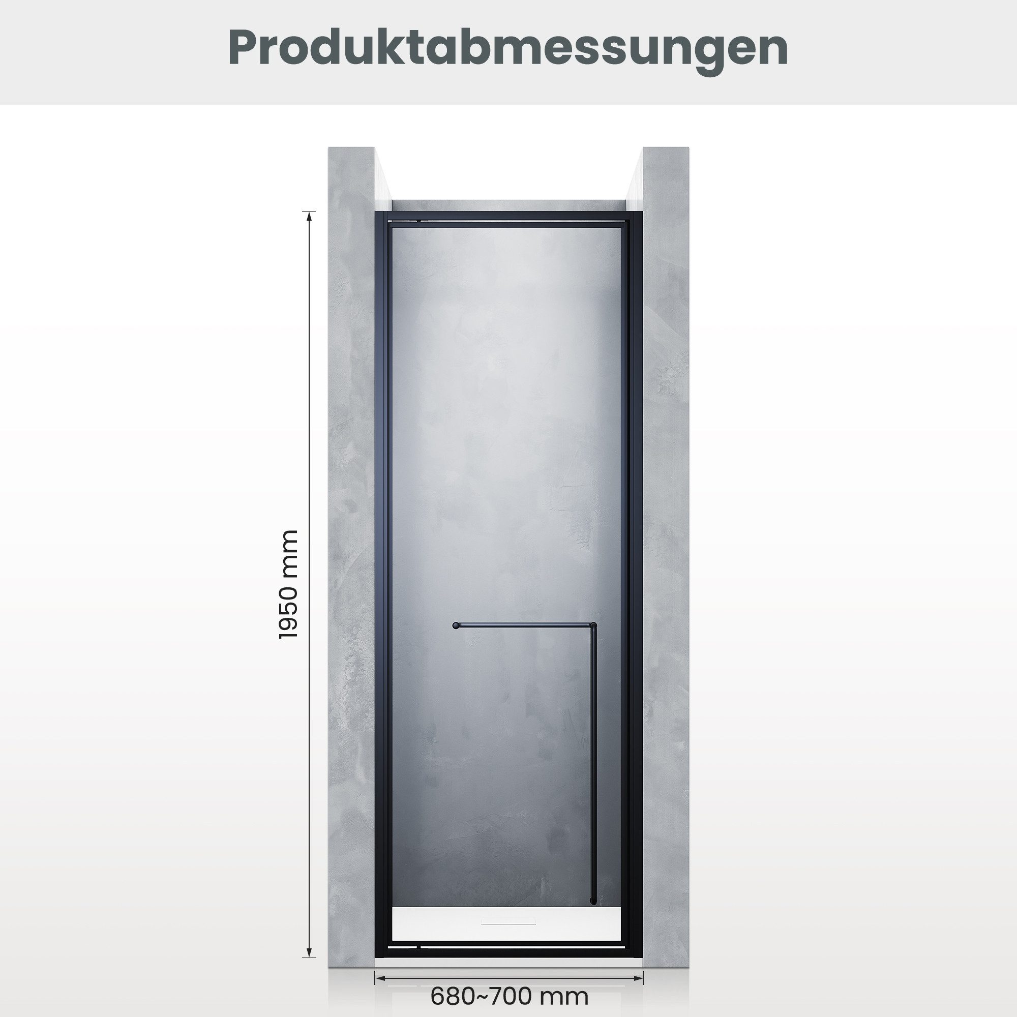 SONNI Dusch-Drehtür Duschtür,Unsichtbare Pivot-Duschtür70/80/90/100cm Duschkabinen, 70x195 cm