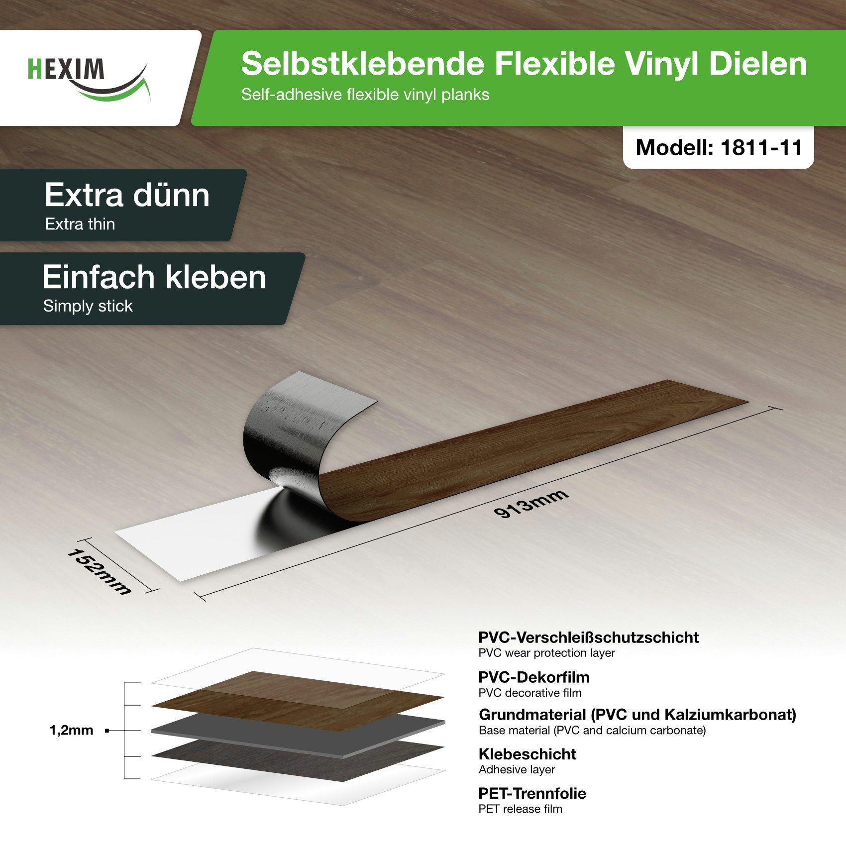 Hexim Vinylboden, Vinyldielen 0,97m² selbstklebend PVC Wandverkleidung Bode günstig online kaufen