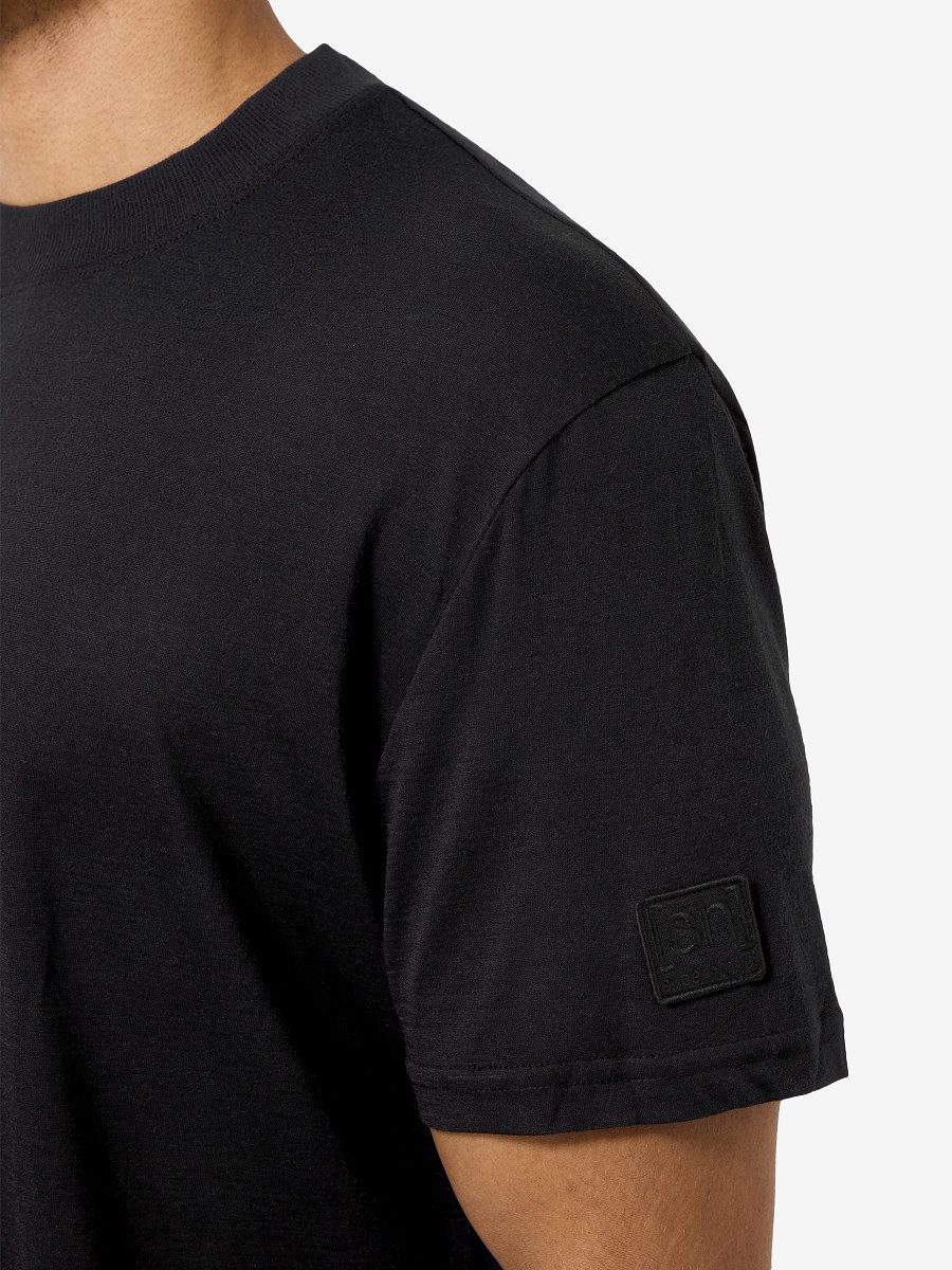 SUPER.NATURAL T-Shirt für Herren, nachhaltig, Merino casual, gerippter Kragen