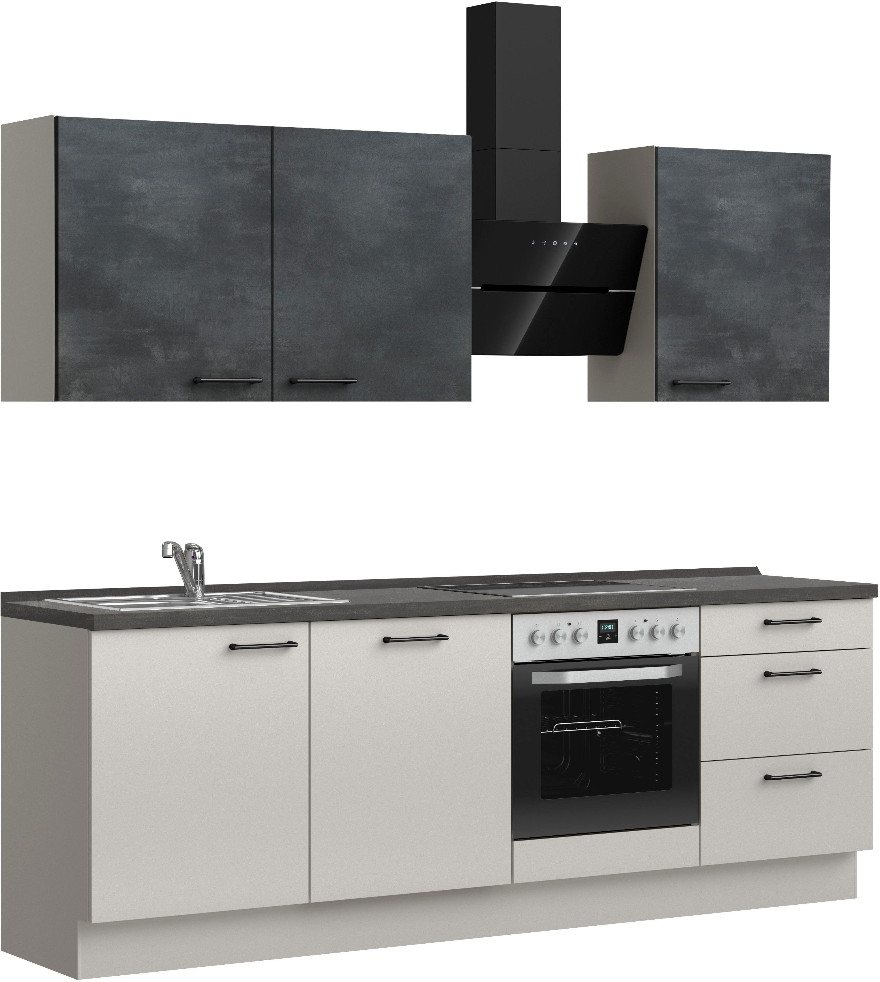 nobilia® Küchenzeile "MIAMI", NEU: individuell anpassbar mit gratis Profi-Beratung, vormontiert, Breite 240 cm, Ausrichtung wählbar, wahlw. mit E-Geräten
