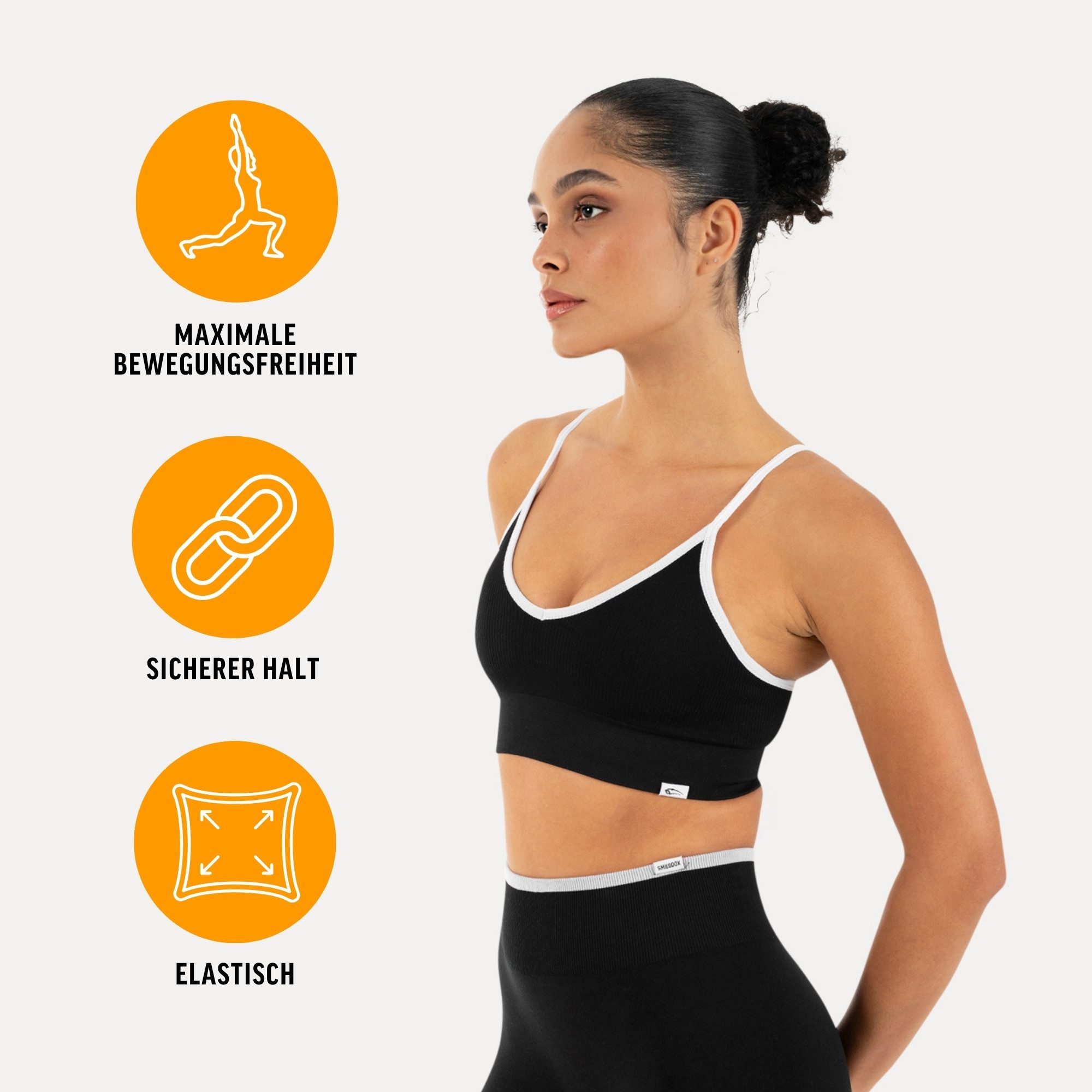 Smilodox Sport-BH Yari, Fitness- BH Damen, Shaped Fit, Bra mit Rippstruktur, Gym Rippstruktur, verstellbare Träger, Shaped Fit, weiches Material