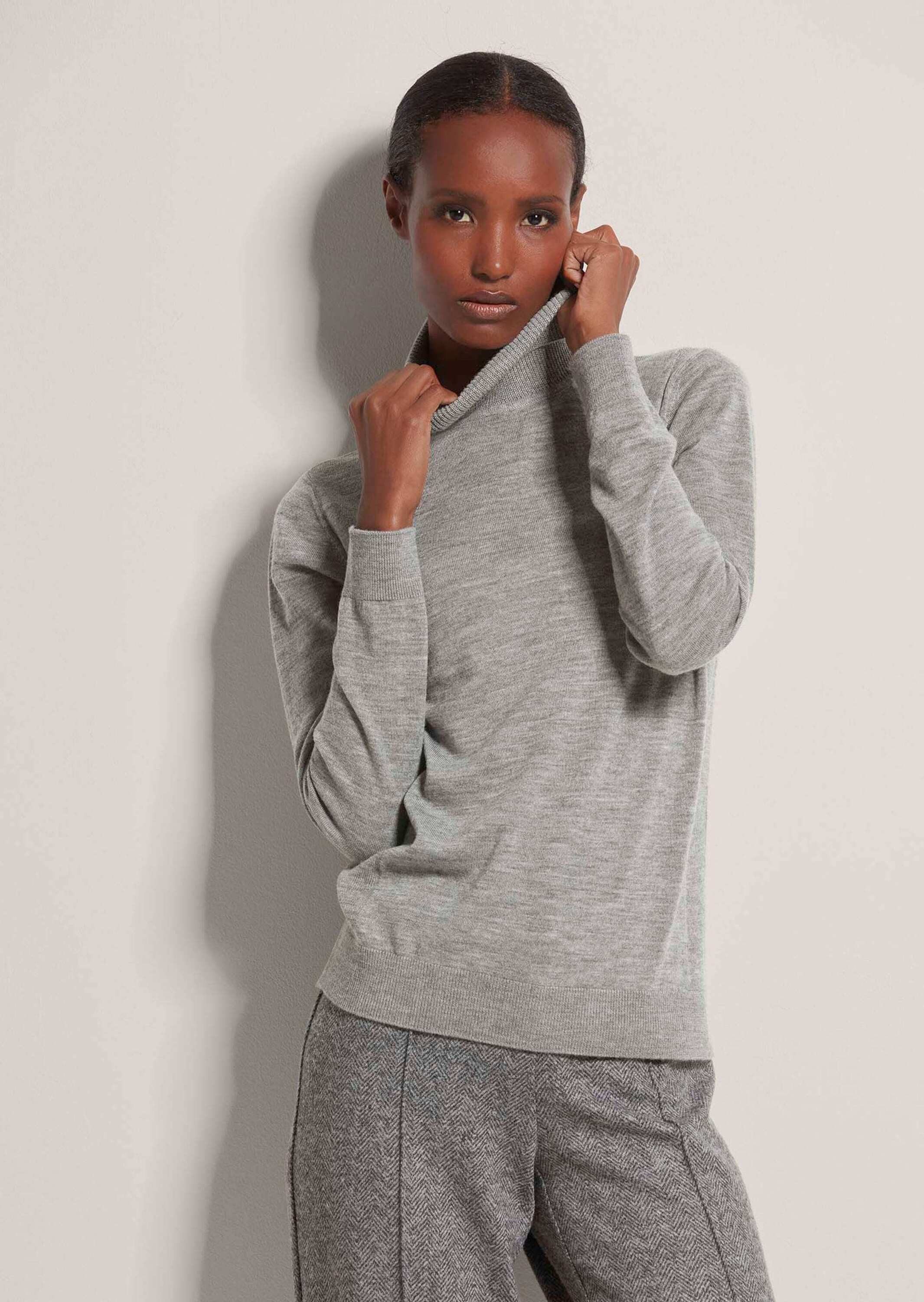 Strickpullover Rollkragen-Pullover aus Wolle