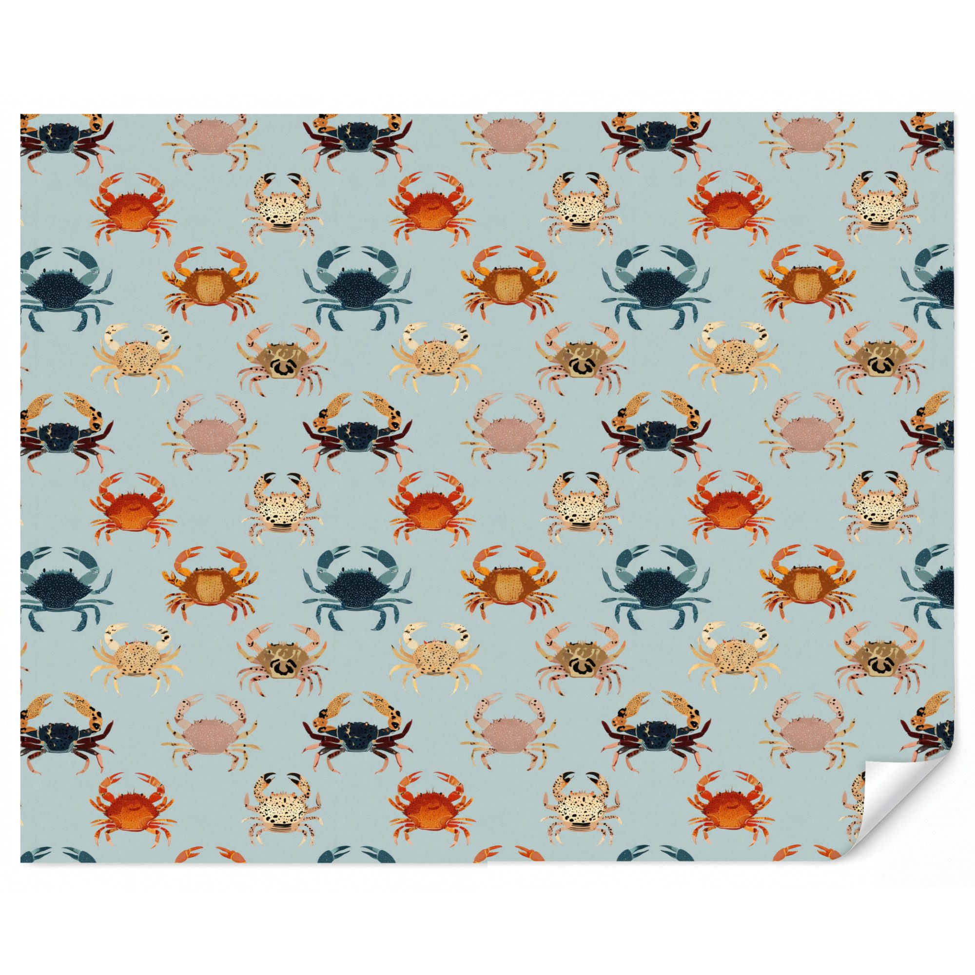 OnlyWow Fototapete Kinderzimmer - Krabben - Verspielt - Farbenfroh, Matt, bedruckt, Wanddekoration, Wandtapete, Schlafzimmer 260x220cm