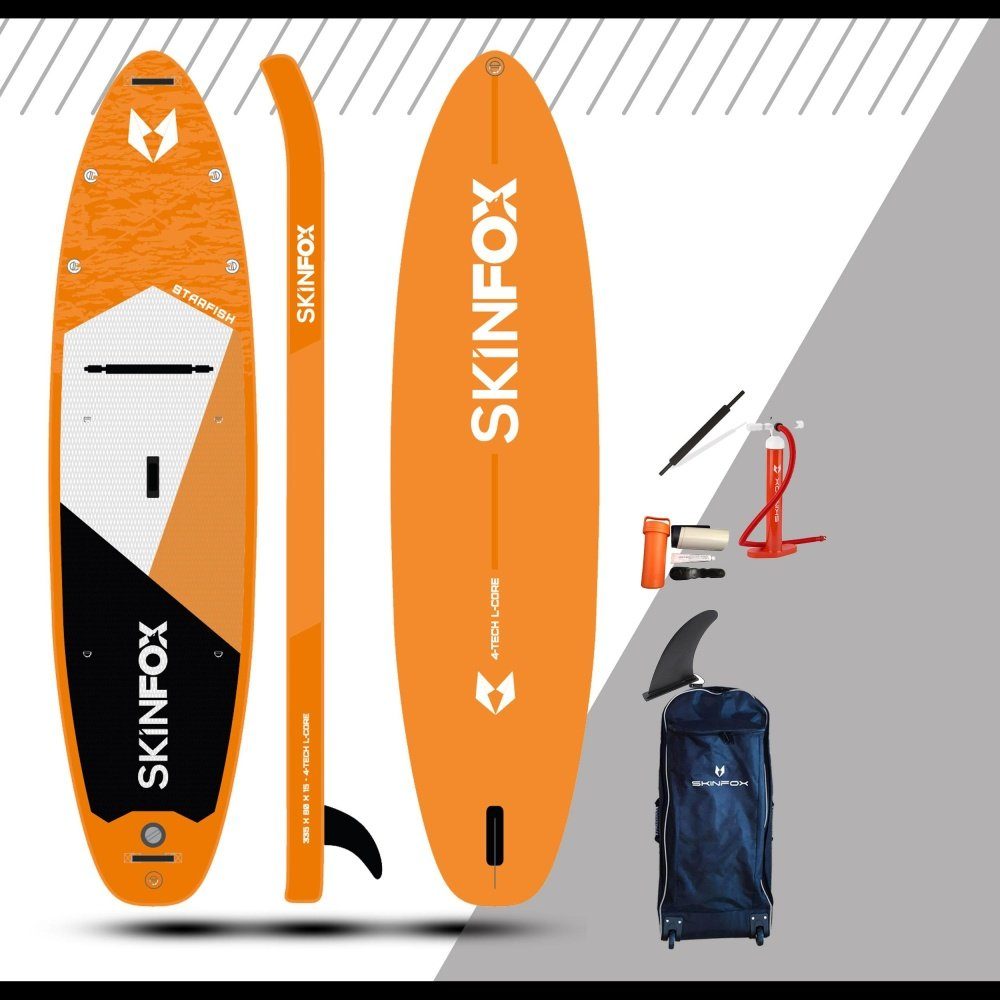 Skinfox Inflatable SUP-Board SKINFOX STARFISH CARBON-SET (335x80x15) 4-TECH L-CORE SUP Paddelboard orange
