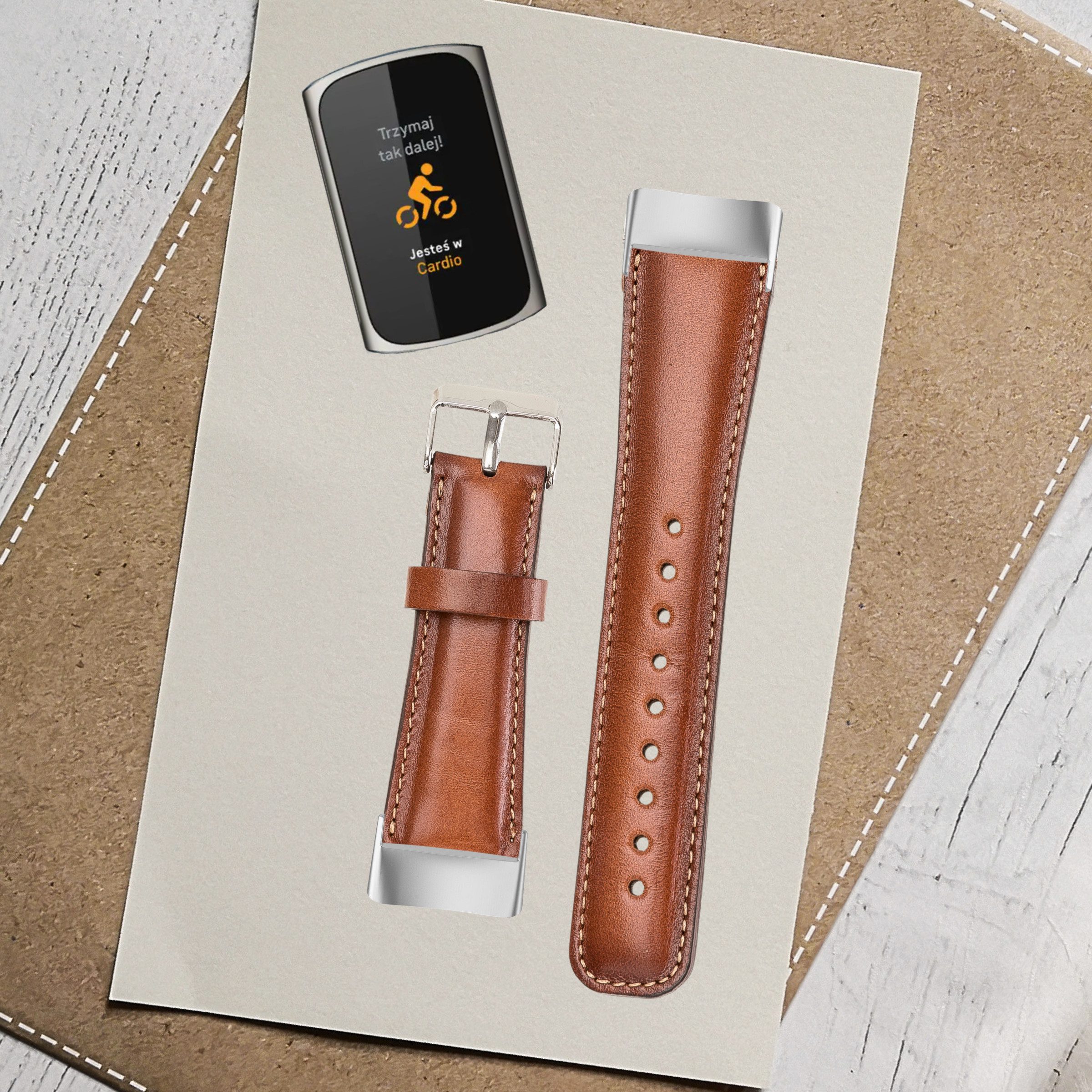 Renna Leather Uhrenarmband Fitbit Charge 5 6 Leder Smart Uhrenarmband