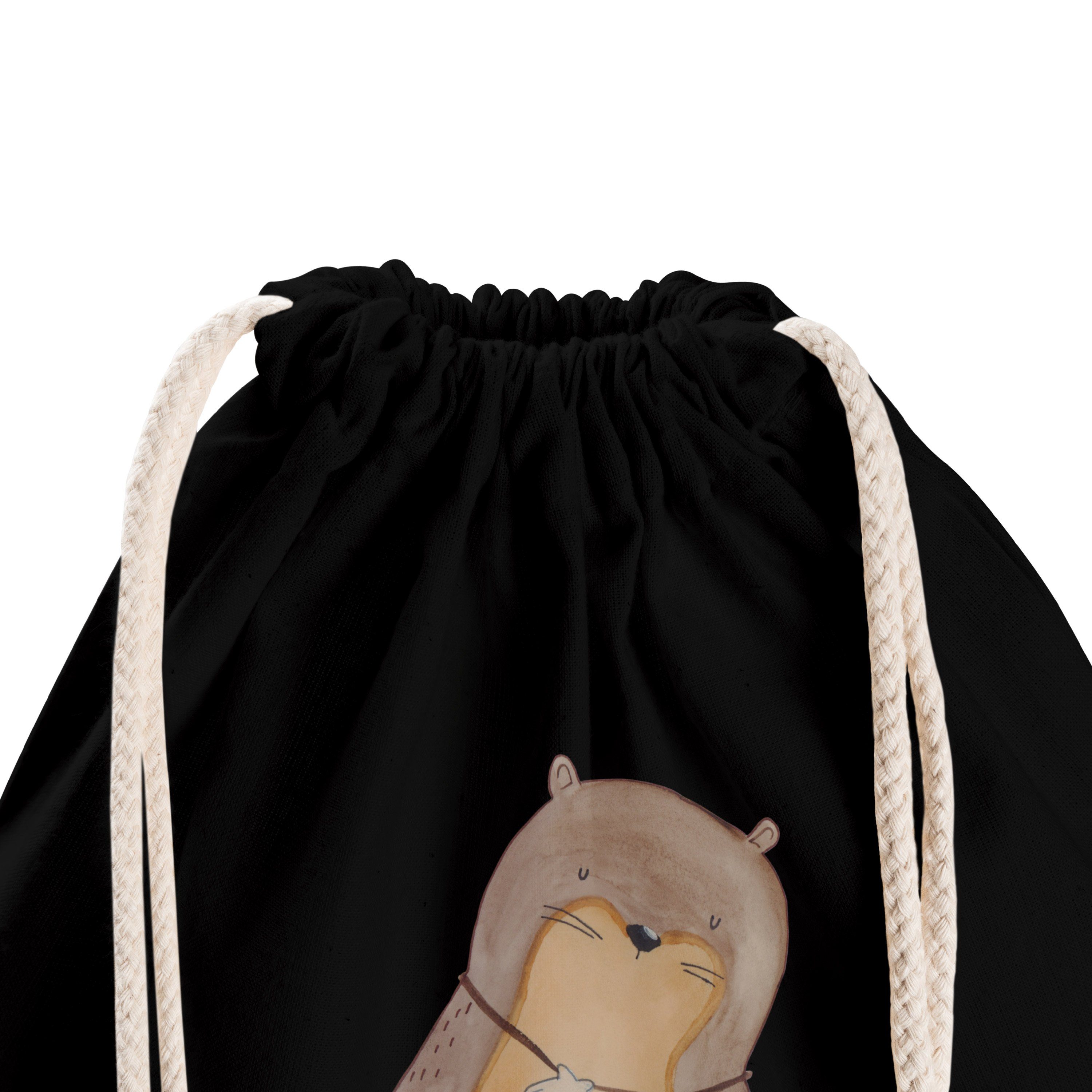 & Geschenk, Schwarz träu Otter Mr. Panda mit Büro, (1-tlg) - Sporttasche Muschelmedaillon - niedlich, Mrs.