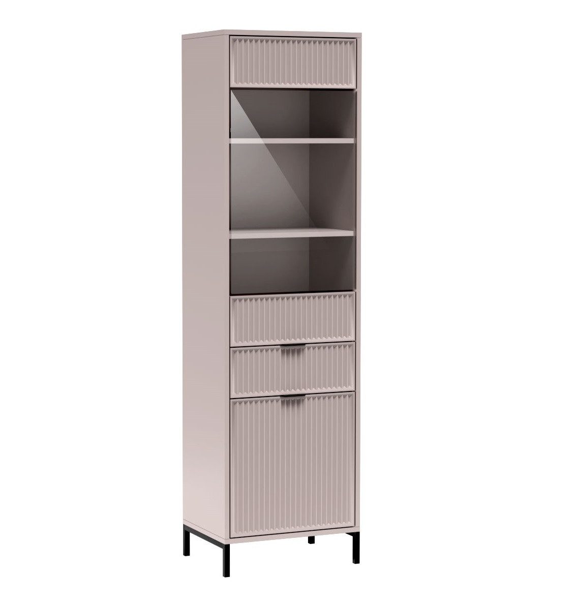 Marmex Möbel Glasvitrine LINKASTYLES 05 hoher zweitüriger Vitrinenschrank mit Schublade