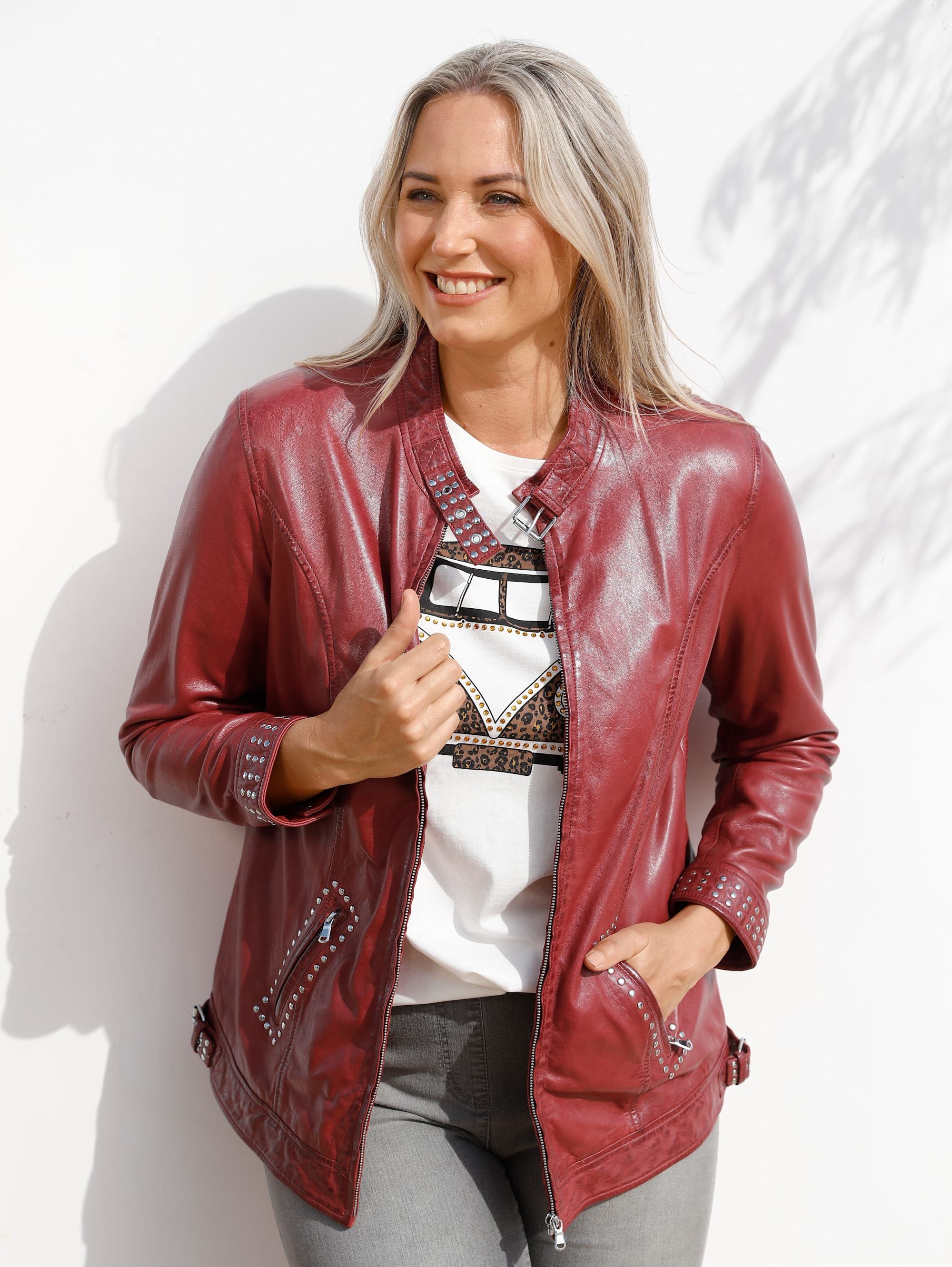 MIAMODA Lederjacke mit Nieten online kaufen | OTTO