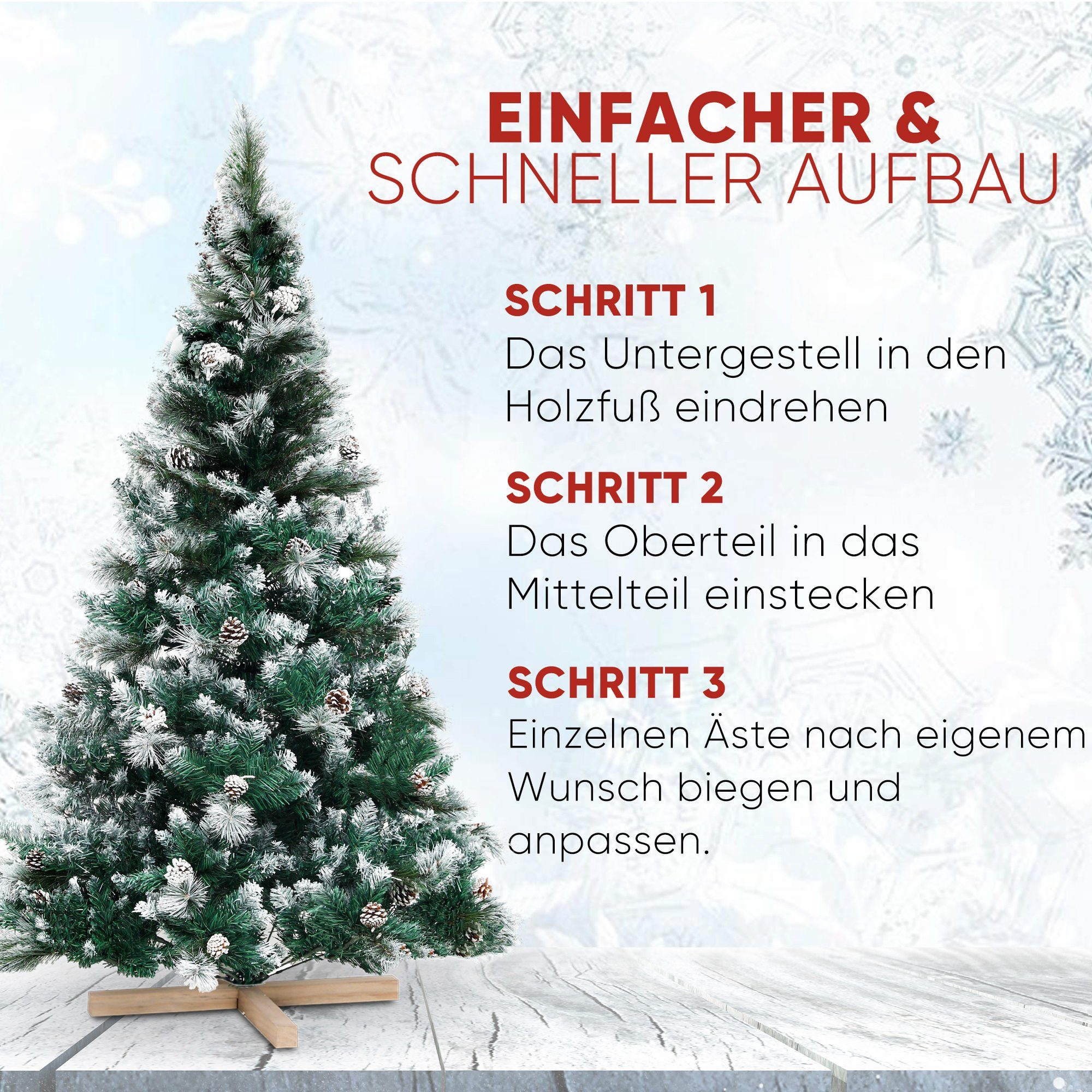 Weiß mit Zapfen Weihnachtsbaum Künstlicher mit Urhome Urhome Weihnachtsbaum Ständer Künstlicher