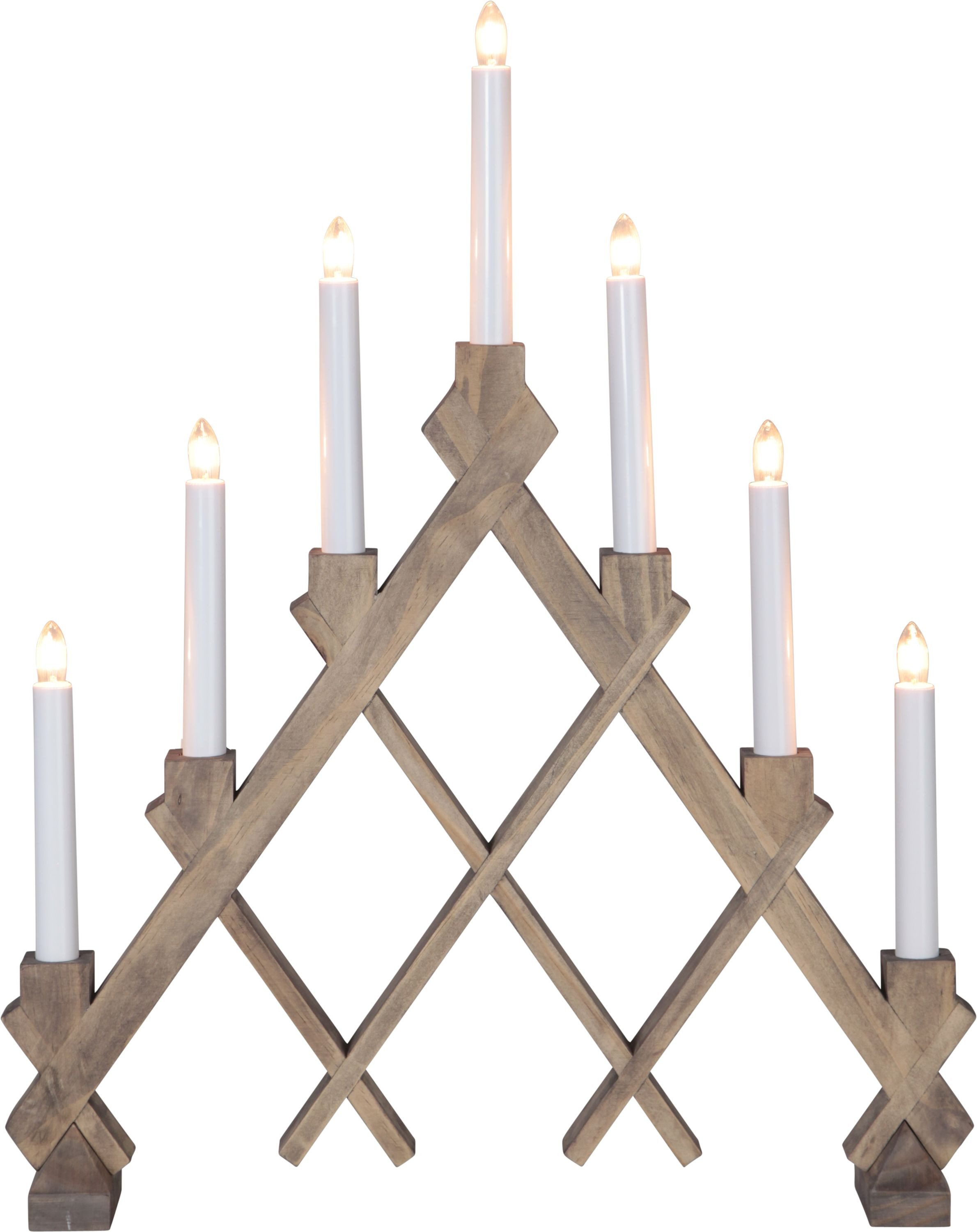 STAR TRADING Fensterleuchter LED-Fensterleuchter "Rut", 7-flammig, Holz, na günstig online kaufen