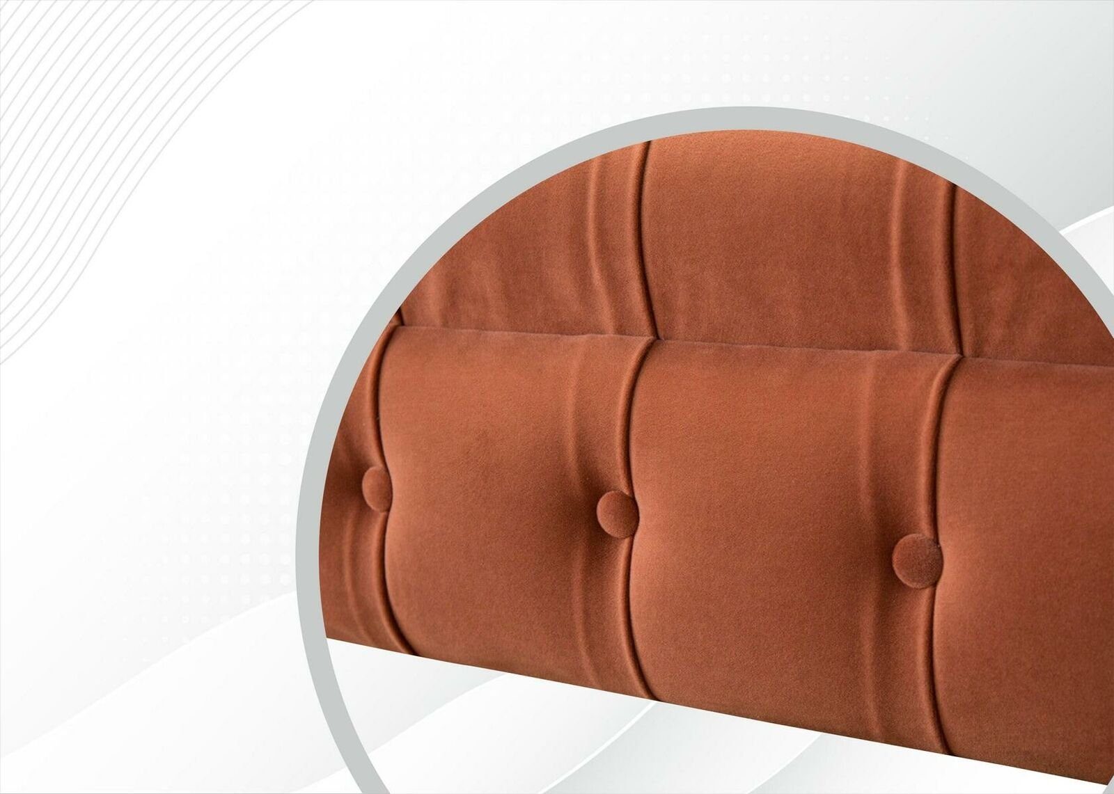 JVmoebel Chesterfield-Sofa, Chesterfield Braun Dreisitzer Design Textil Polster Sofa Wohnzimmer Neu Stoff