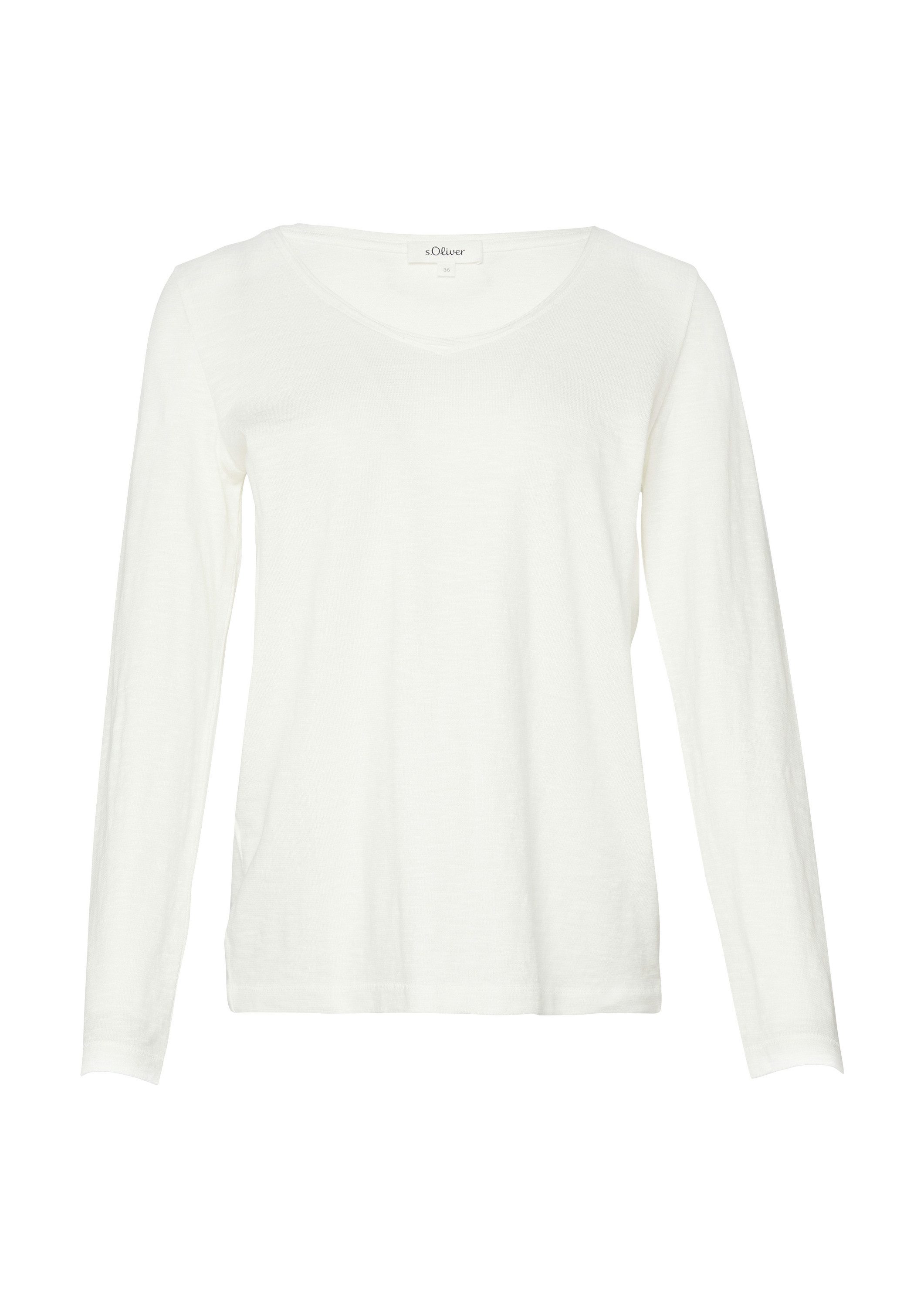 s.Oliver Langarmshirt T-Shirt Langarmshirt aus Slub Yarn mit Rollkanten am günstig online kaufen
